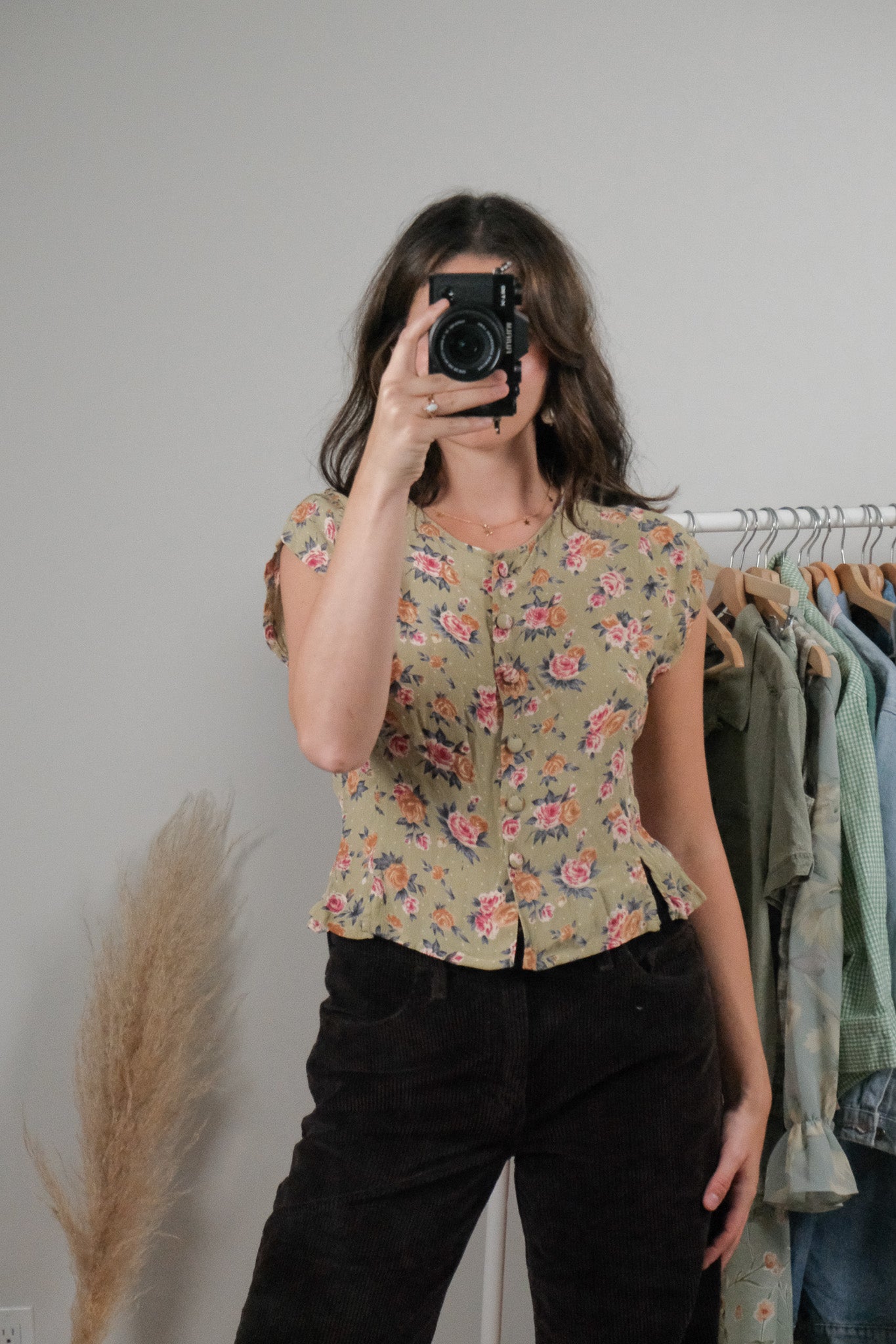 Vintage x Floral Cropped Blouse (S)