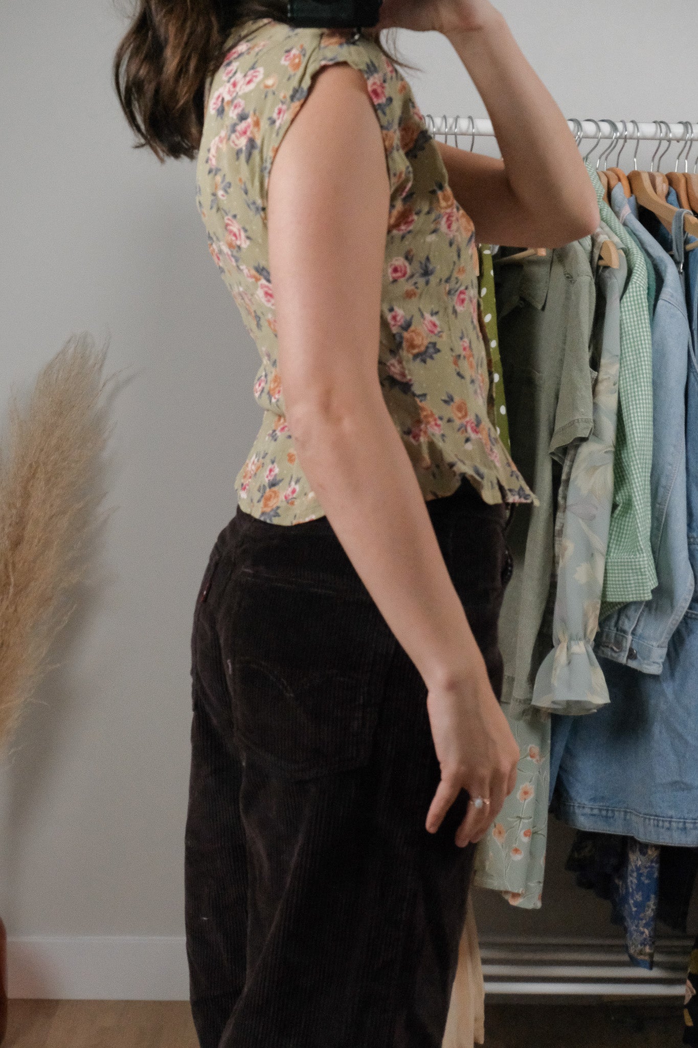 Vintage x Floral Cropped Blouse (S)