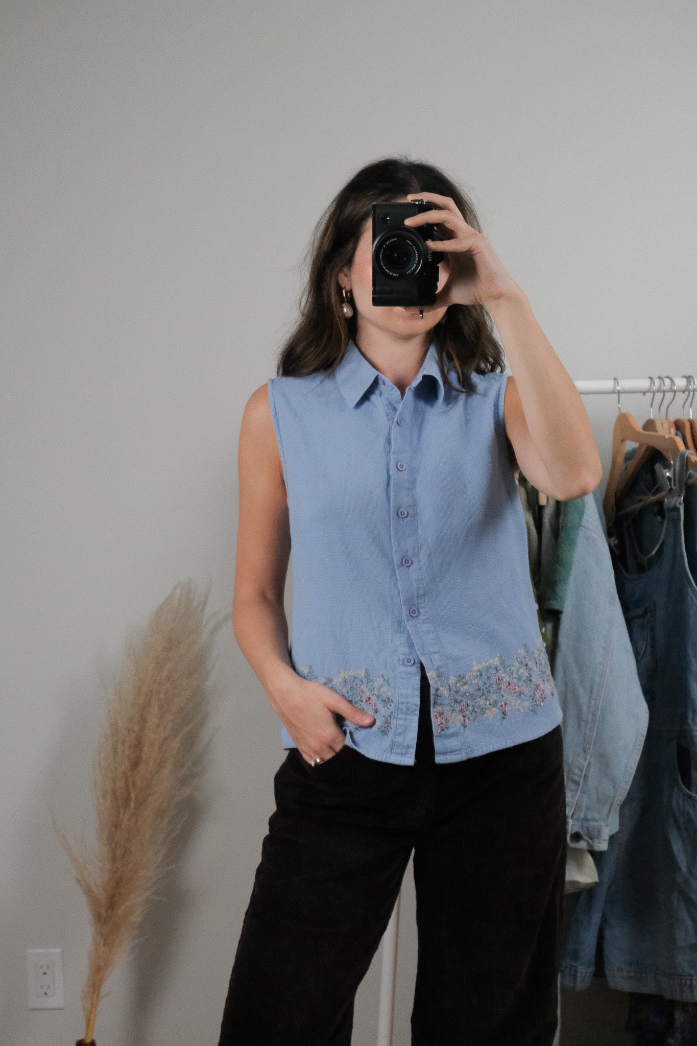 Vintage x Cotton Embroidered/Beaded Tank (M)