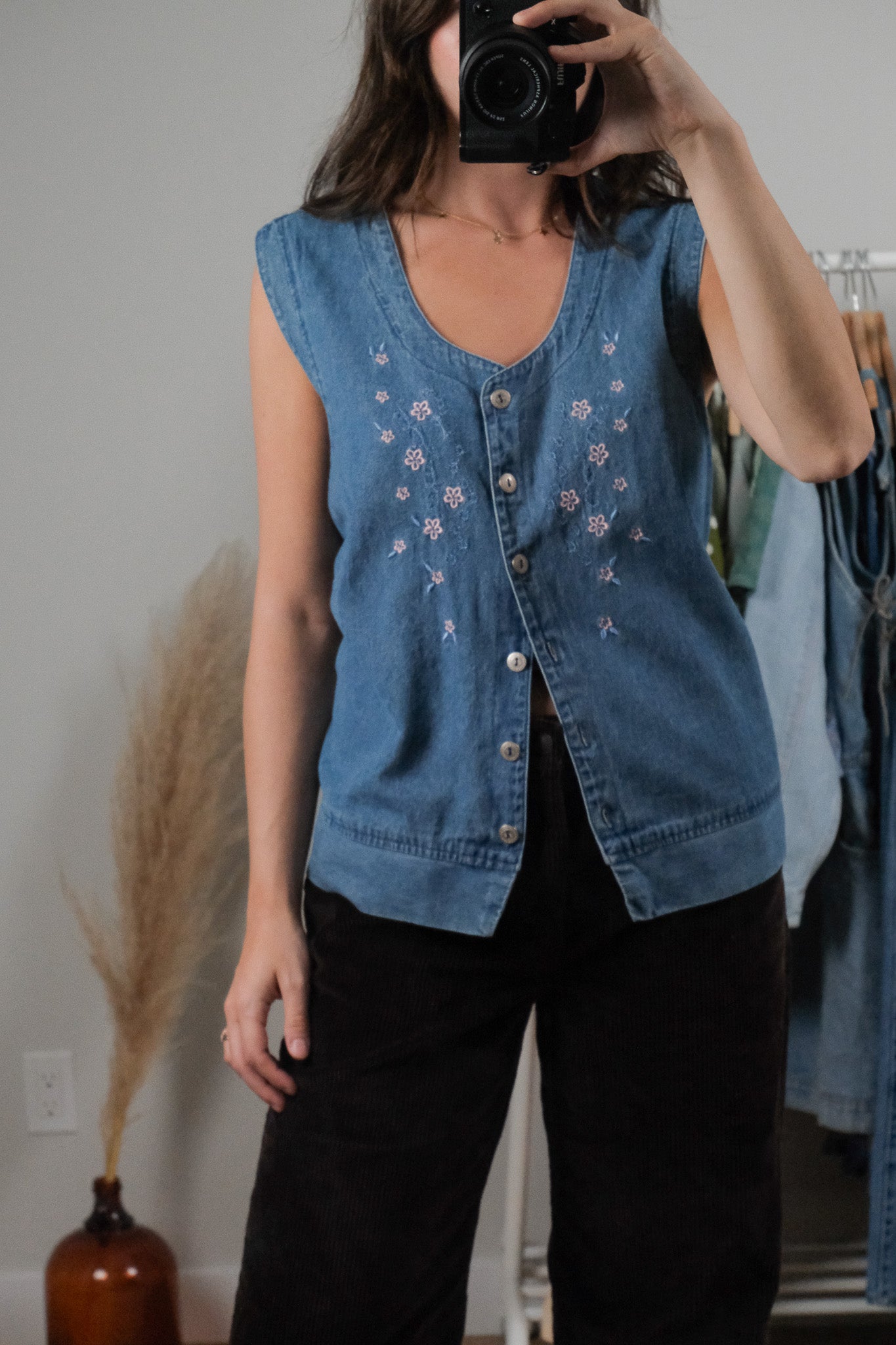 Vintage x Denim Embroidered Vest (M)