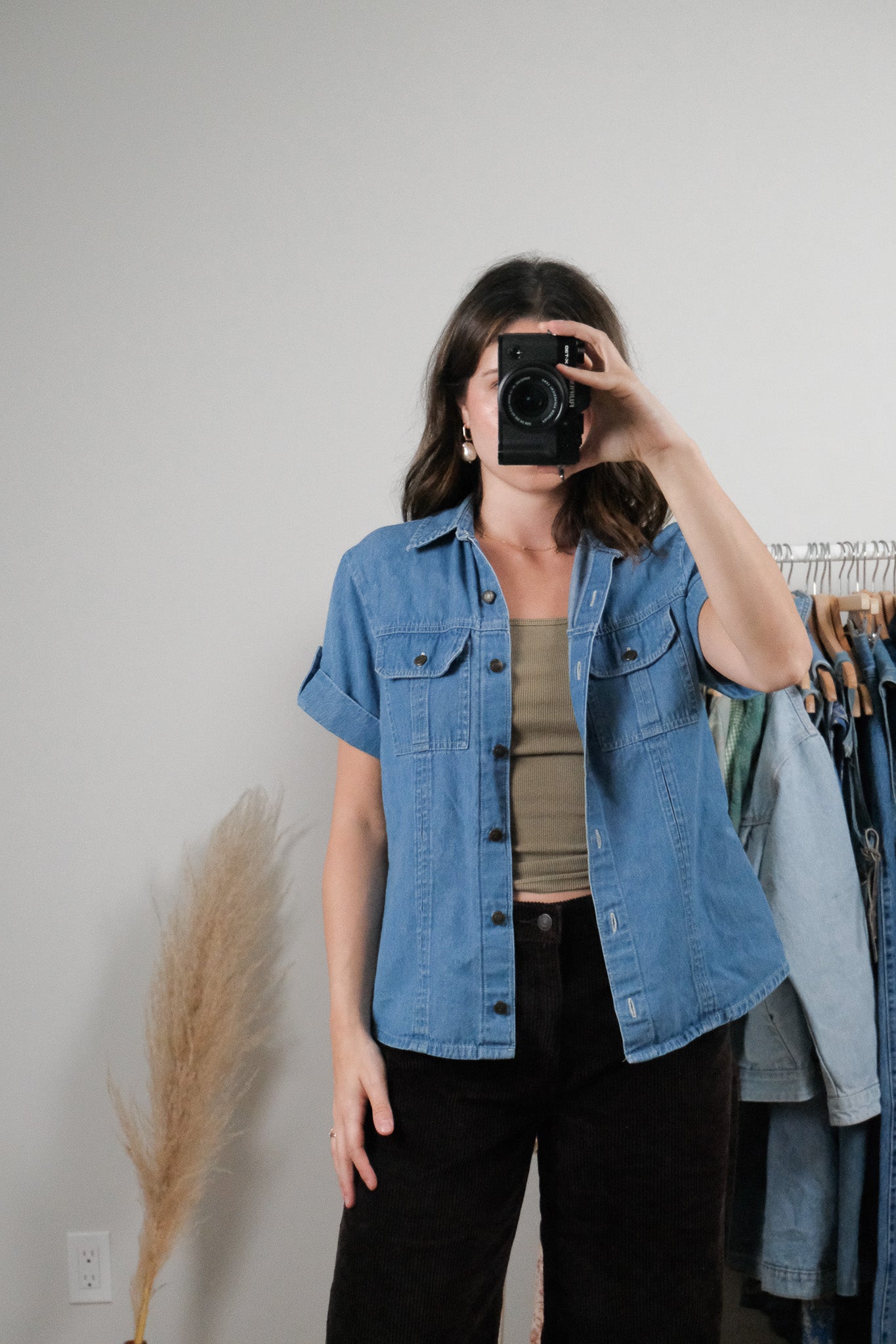 Vintage x Denim Short-Sleeve Button Up (S)