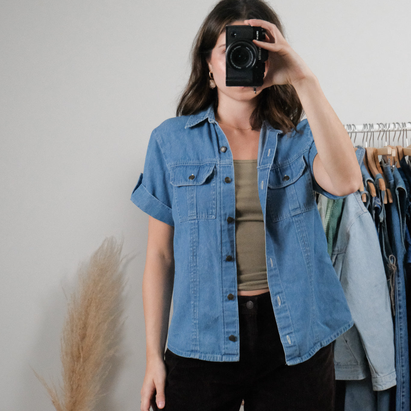 Vintage x Denim Short-Sleeve Button Up (S)