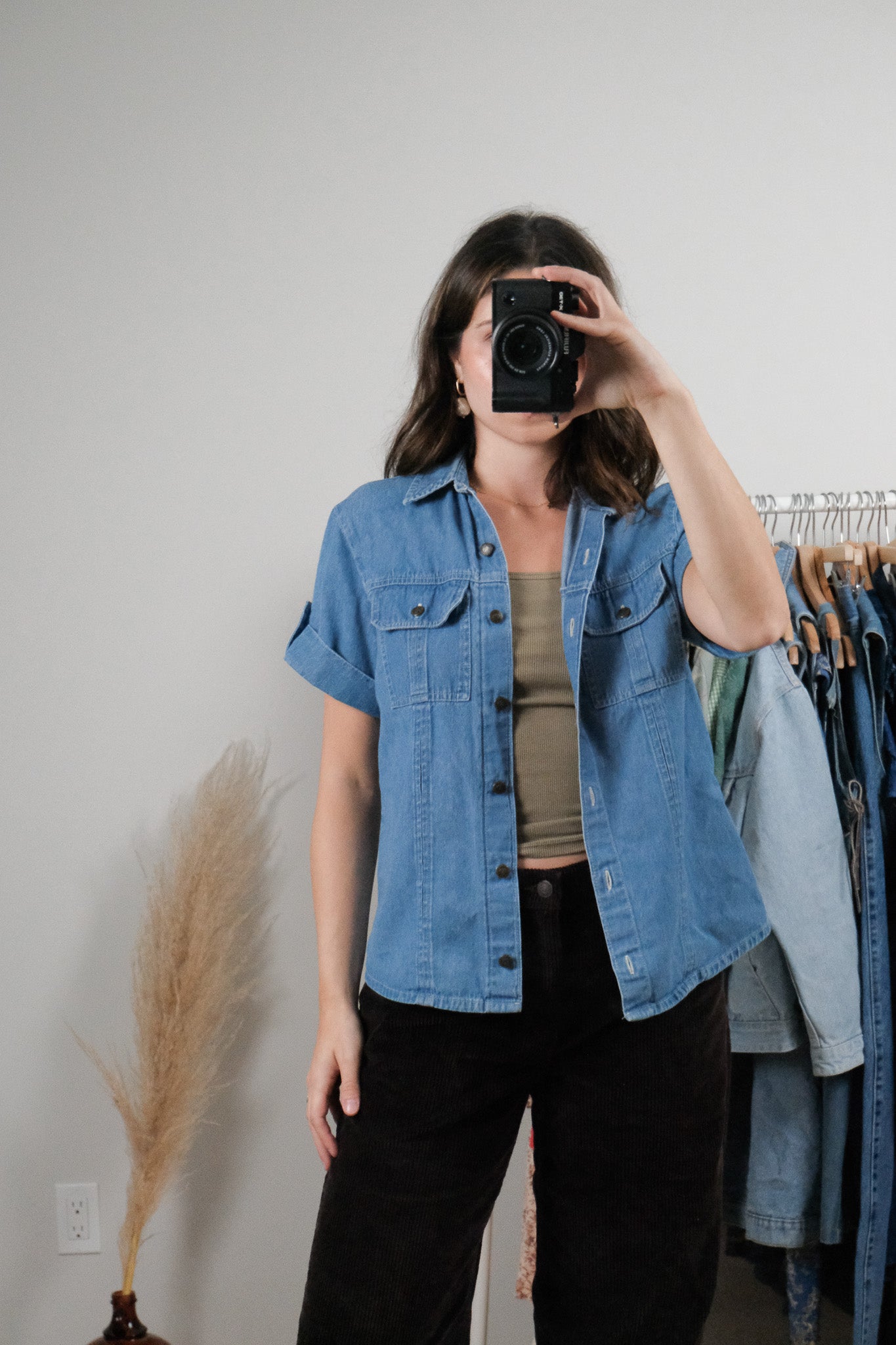 Vintage x Denim Short-Sleeve Button Up (S)