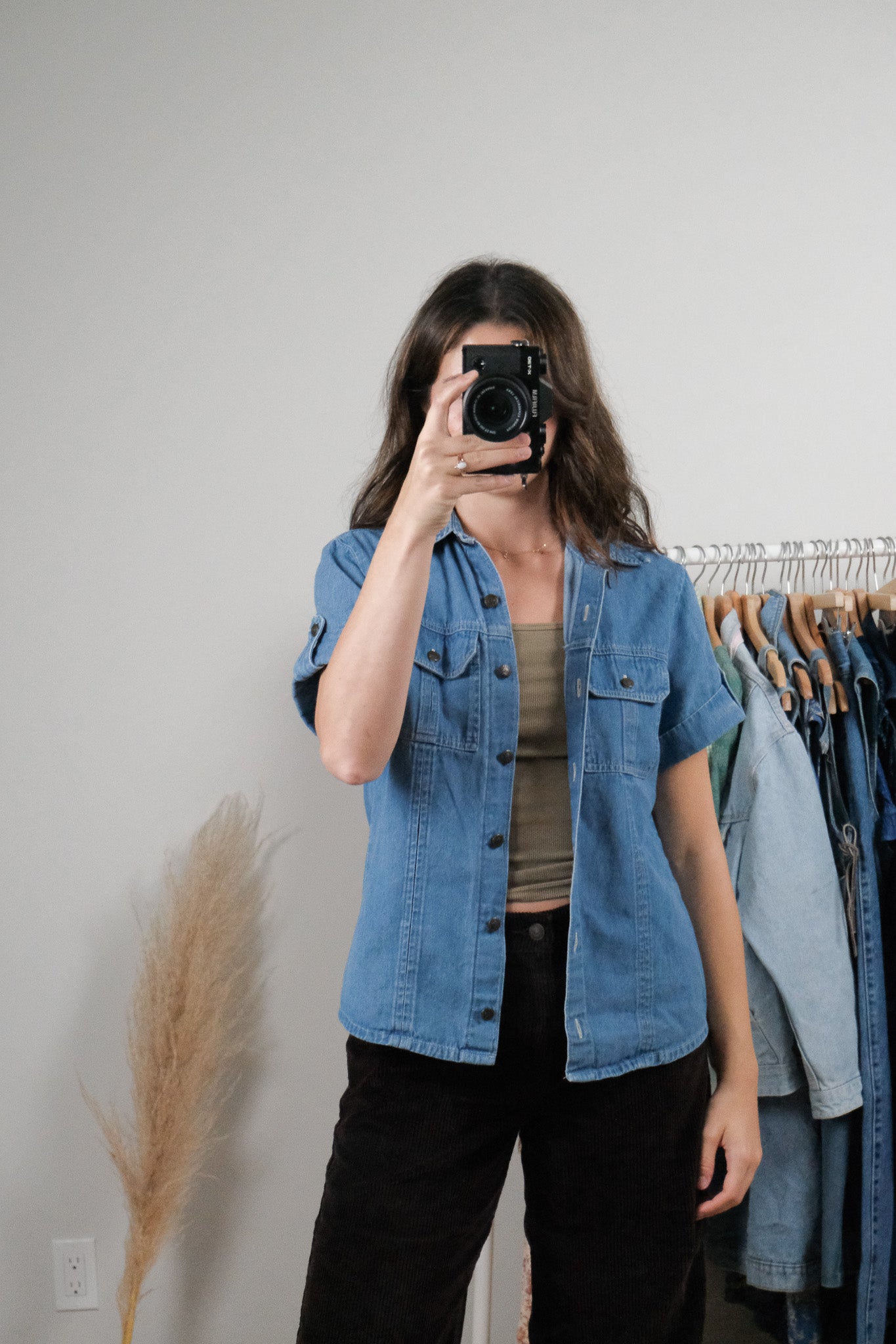 Vintage x Denim Short-Sleeve Button Up (S)