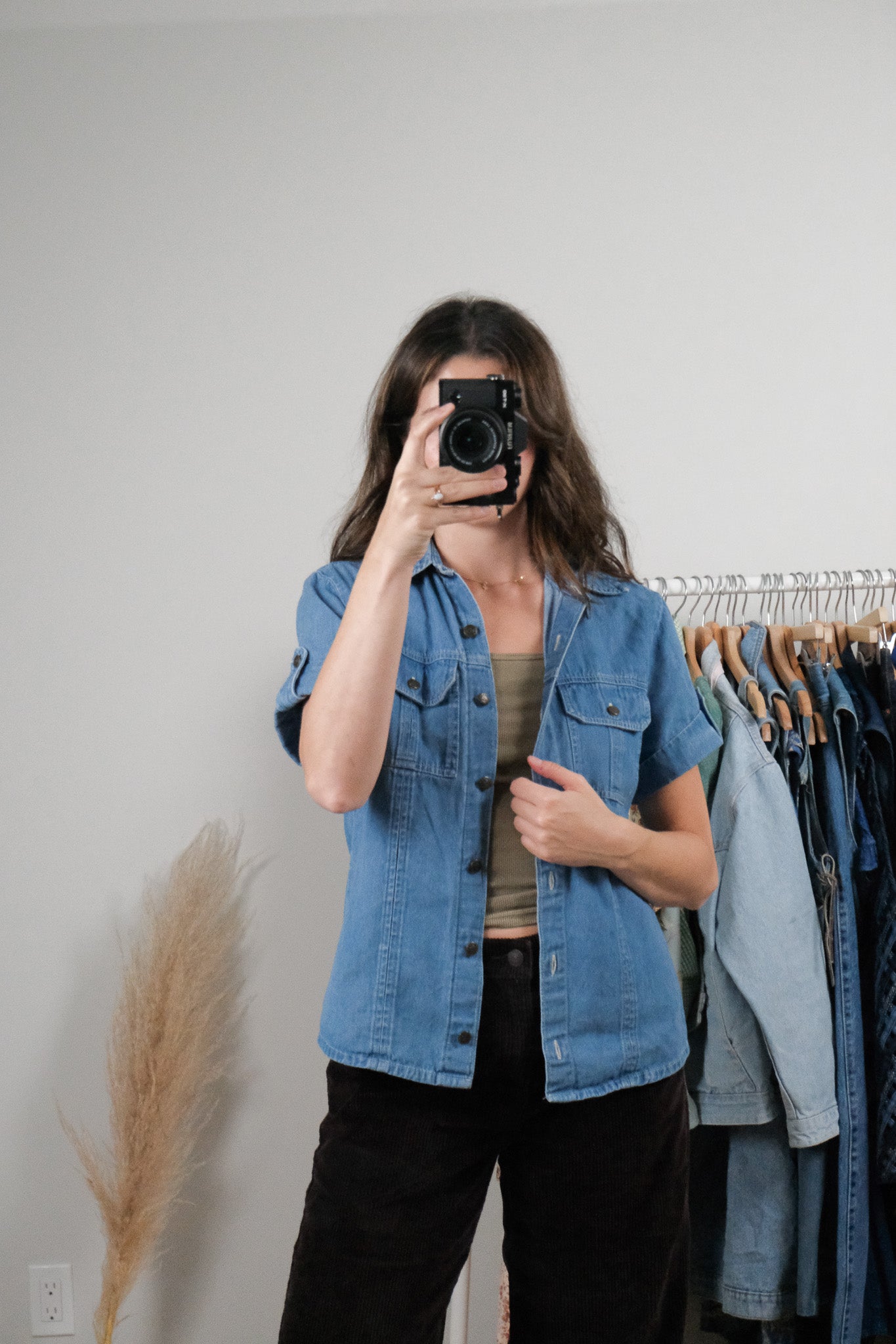 Vintage x Denim Short-Sleeve Button Up (S)