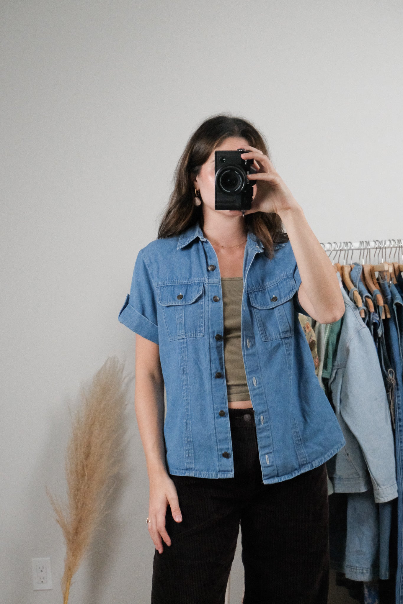 Vintage x Denim Short-Sleeve Button Up (S)