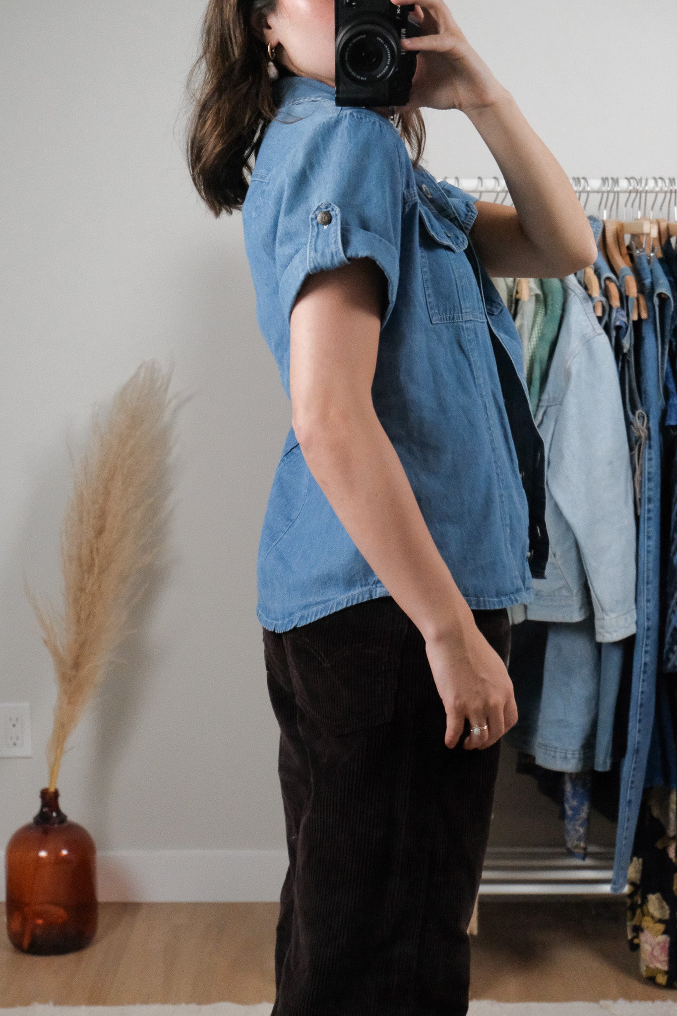 Vintage x Denim Short-Sleeve Button Up (S)