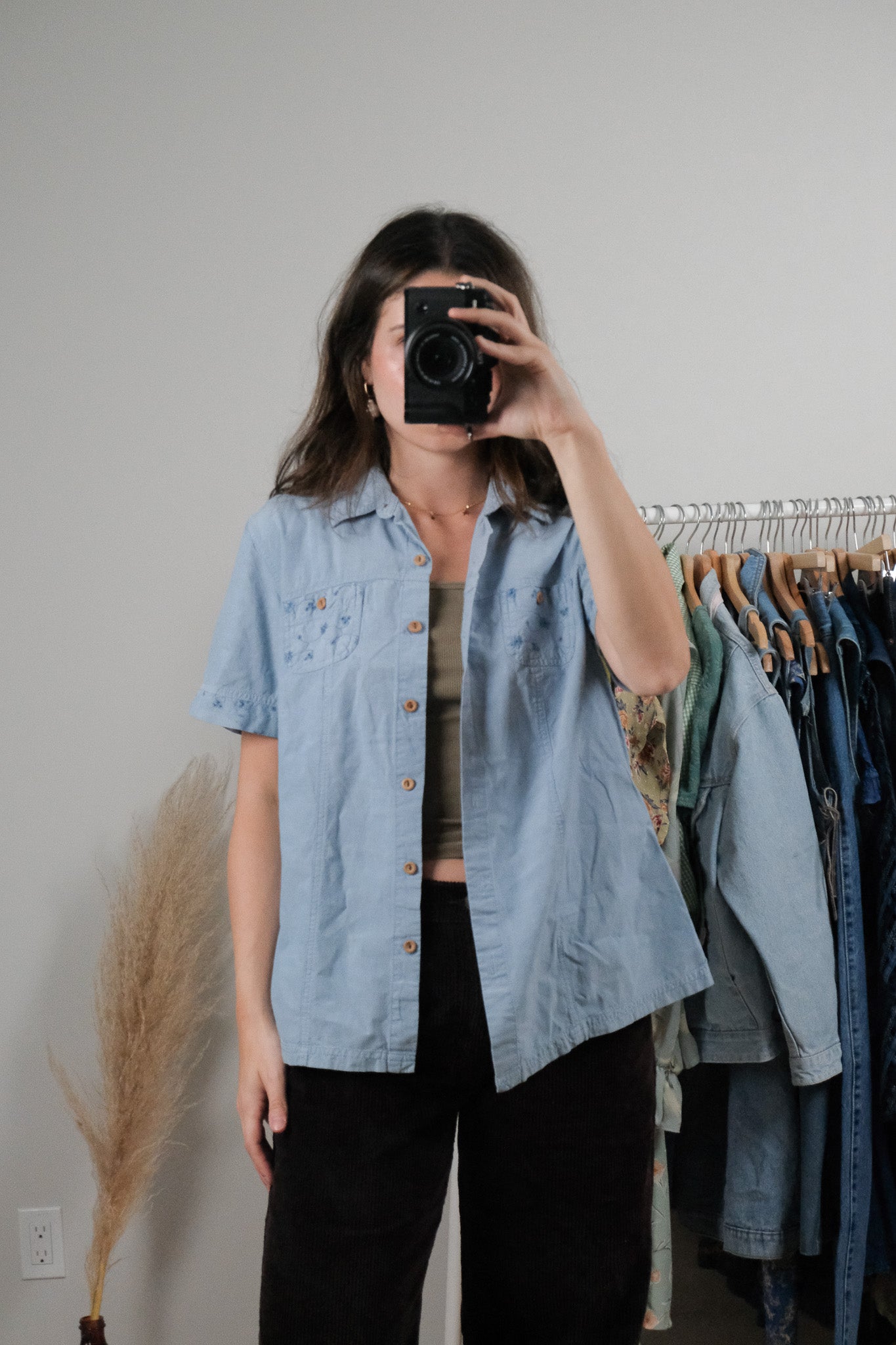 Vintage x Cotton Embroidered Short-Sleeve Top (M)