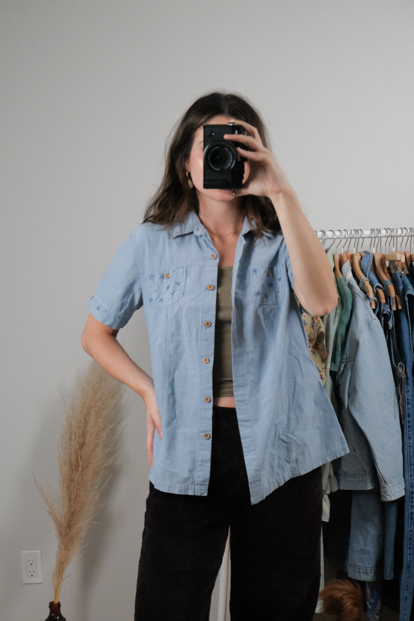 Vintage x Cotton Embroidered Short-Sleeve Top (M)