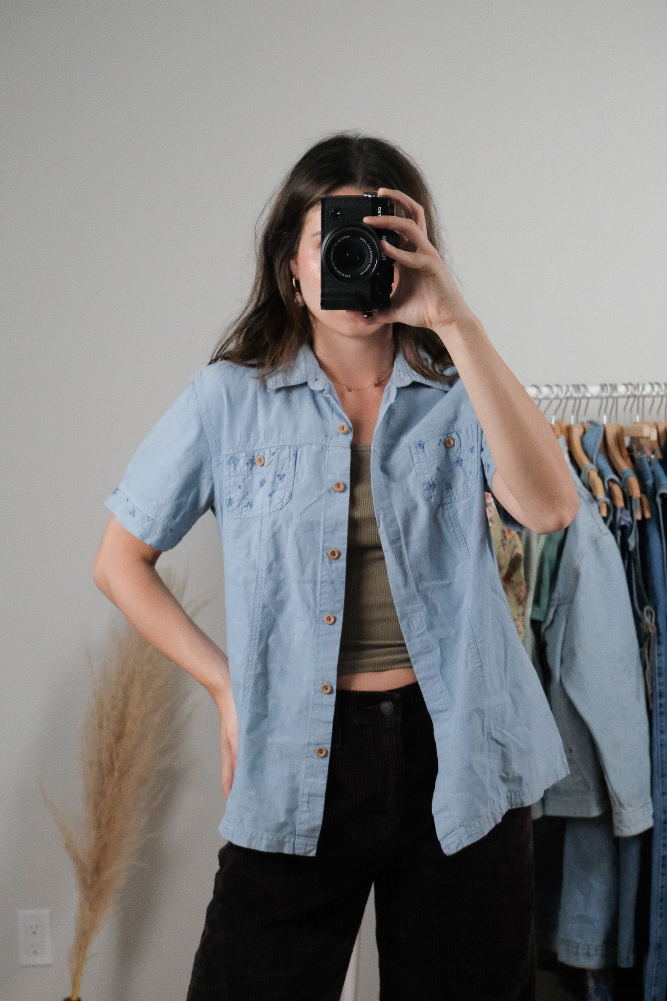 Vintage x Cotton Embroidered Short-Sleeve Top (M)