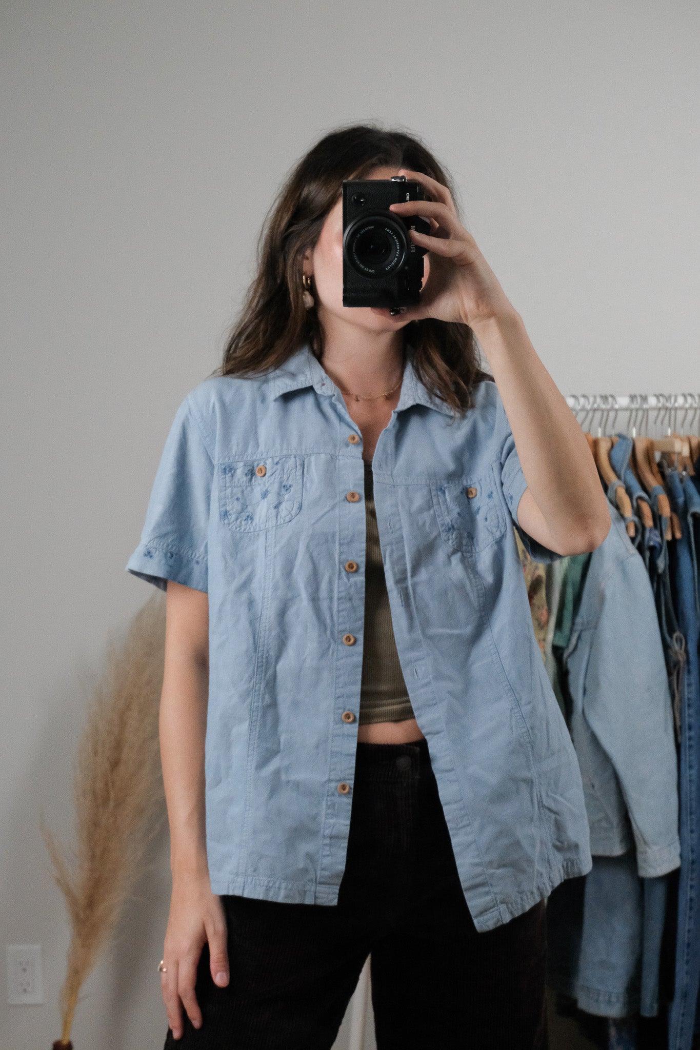 Vintage x Cotton Embroidered Short-Sleeve Top (M)