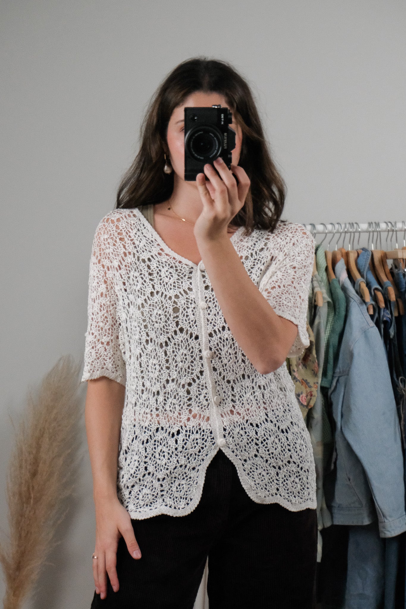 Vintage x Crochet Short-Sleeve Knit (M)