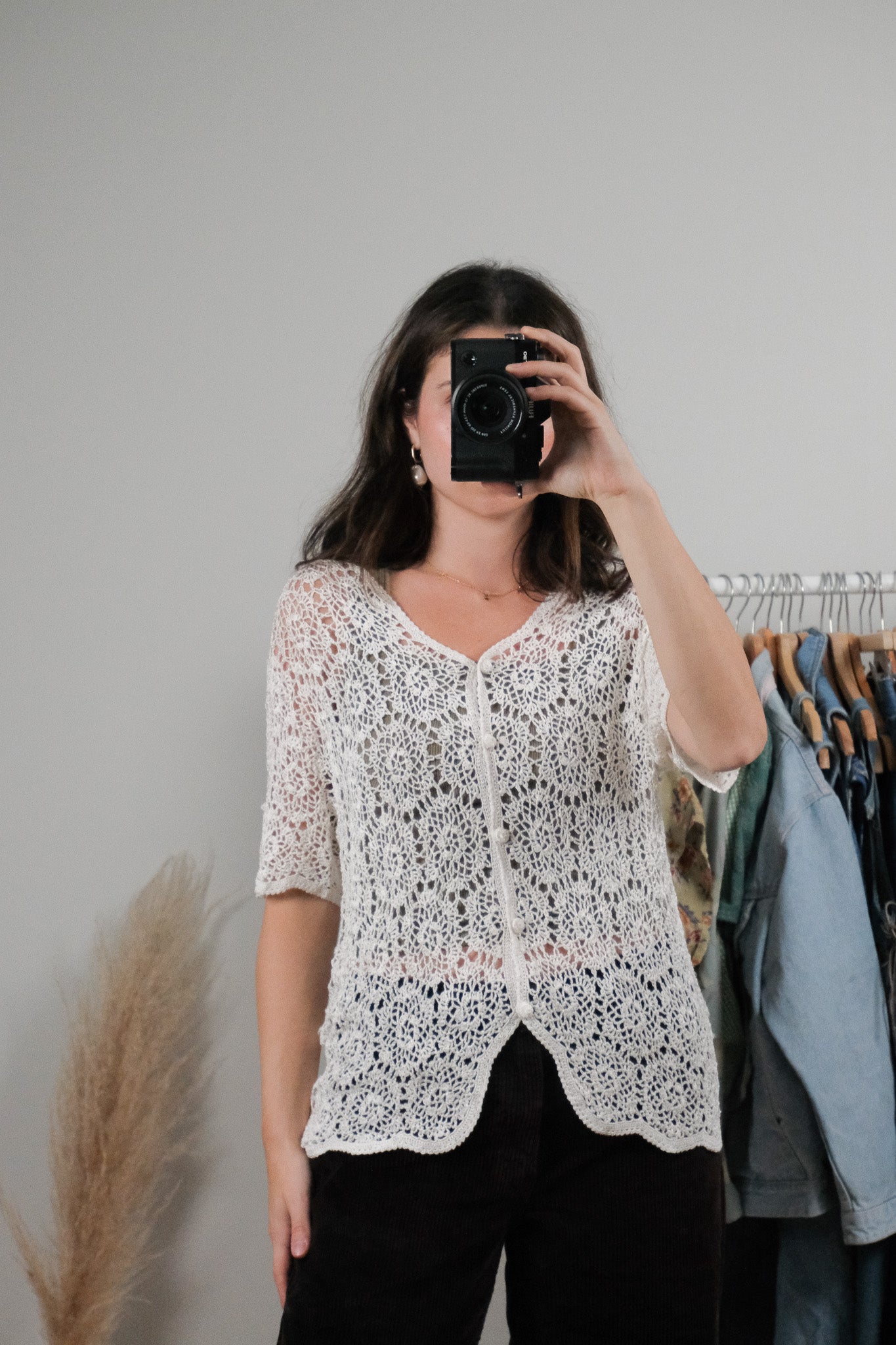 Vintage x Crochet Short-Sleeve Knit (M)