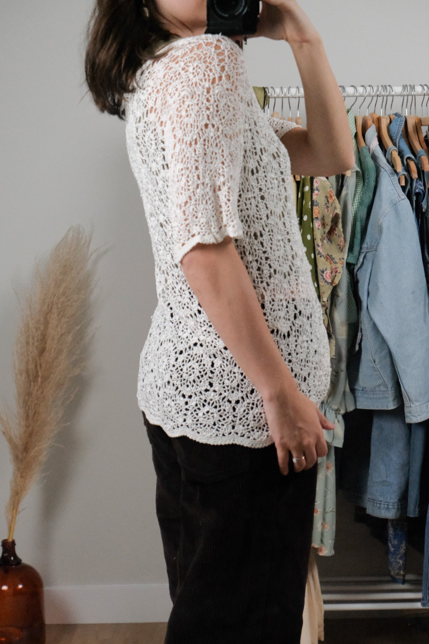 Vintage x Crochet Short-Sleeve Knit (M)
