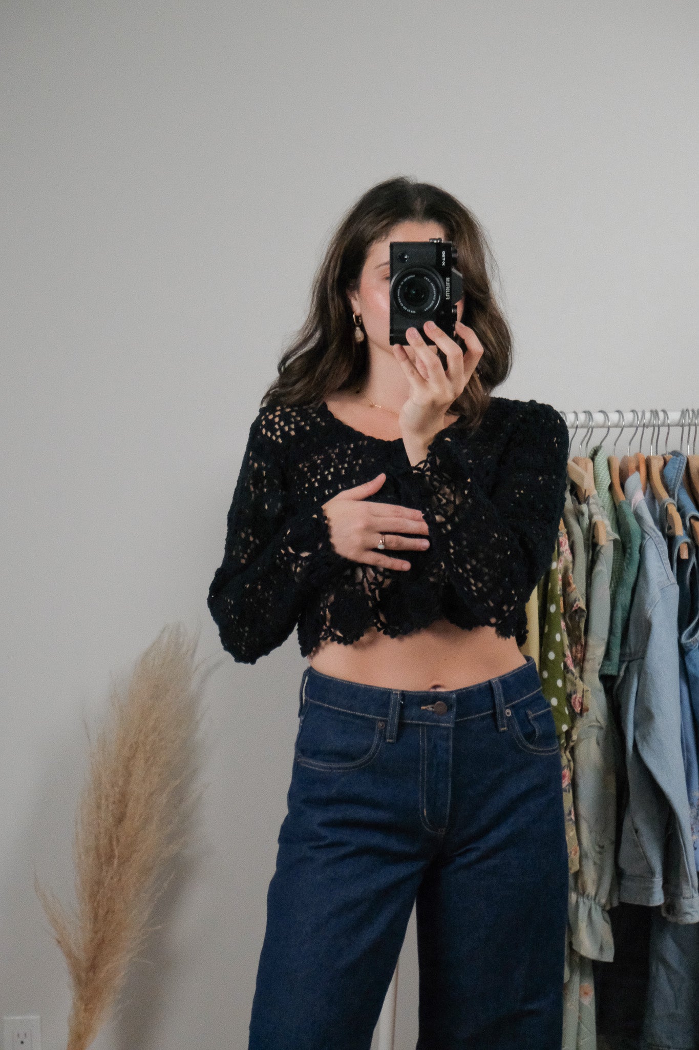 Vintage x Cotton Cropped Crochet Cardigan (S)