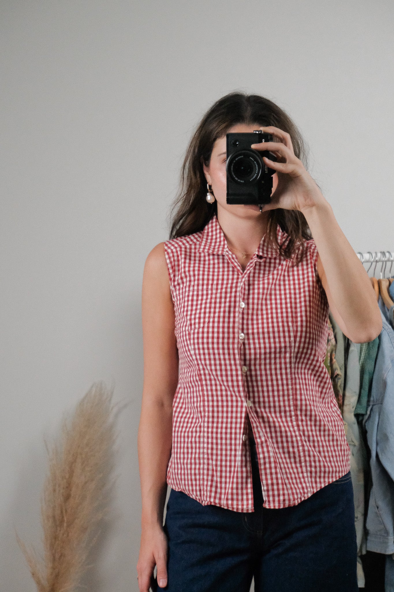 Vintage x Cotton Gingham Tank Top (XXS/XS)
