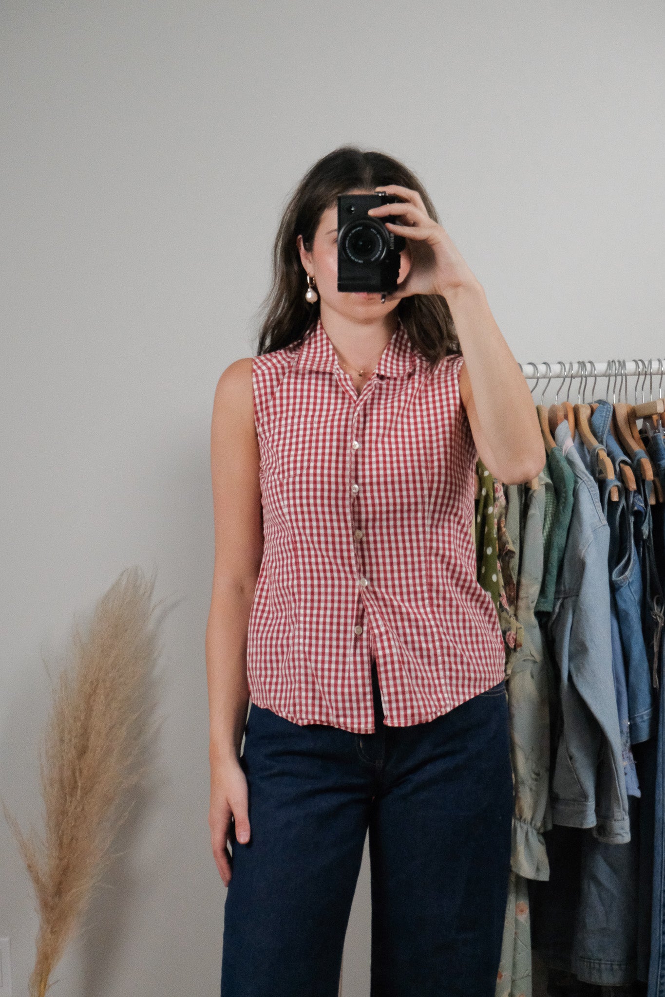 Vintage x Cotton Gingham Tank Top (XXS/XS)