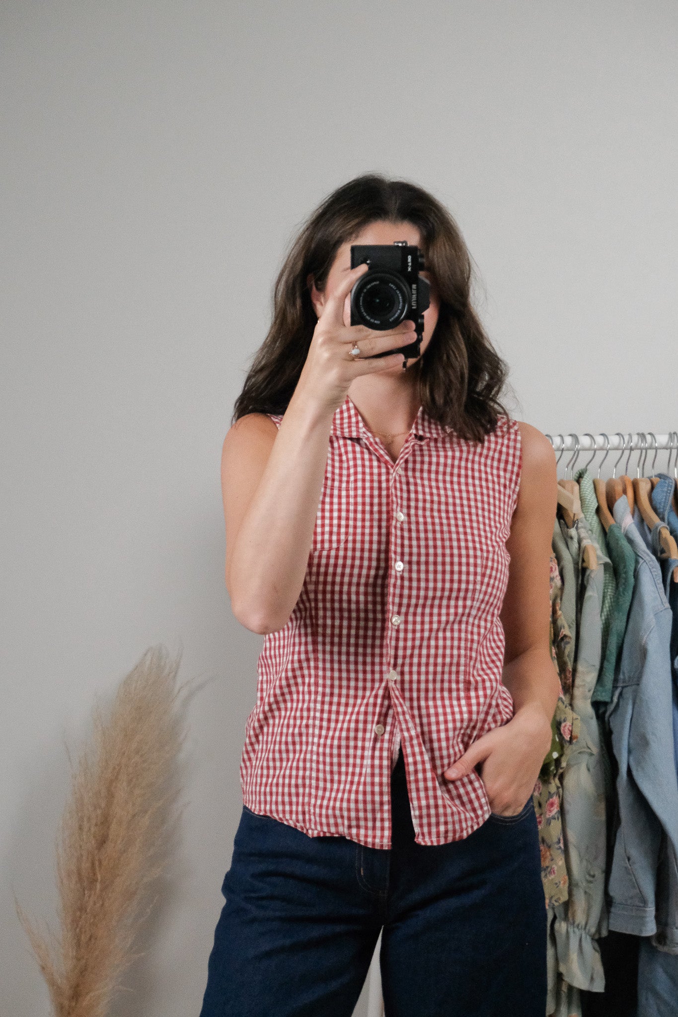 Vintage x Cotton Gingham Tank Top (XXS/XS)