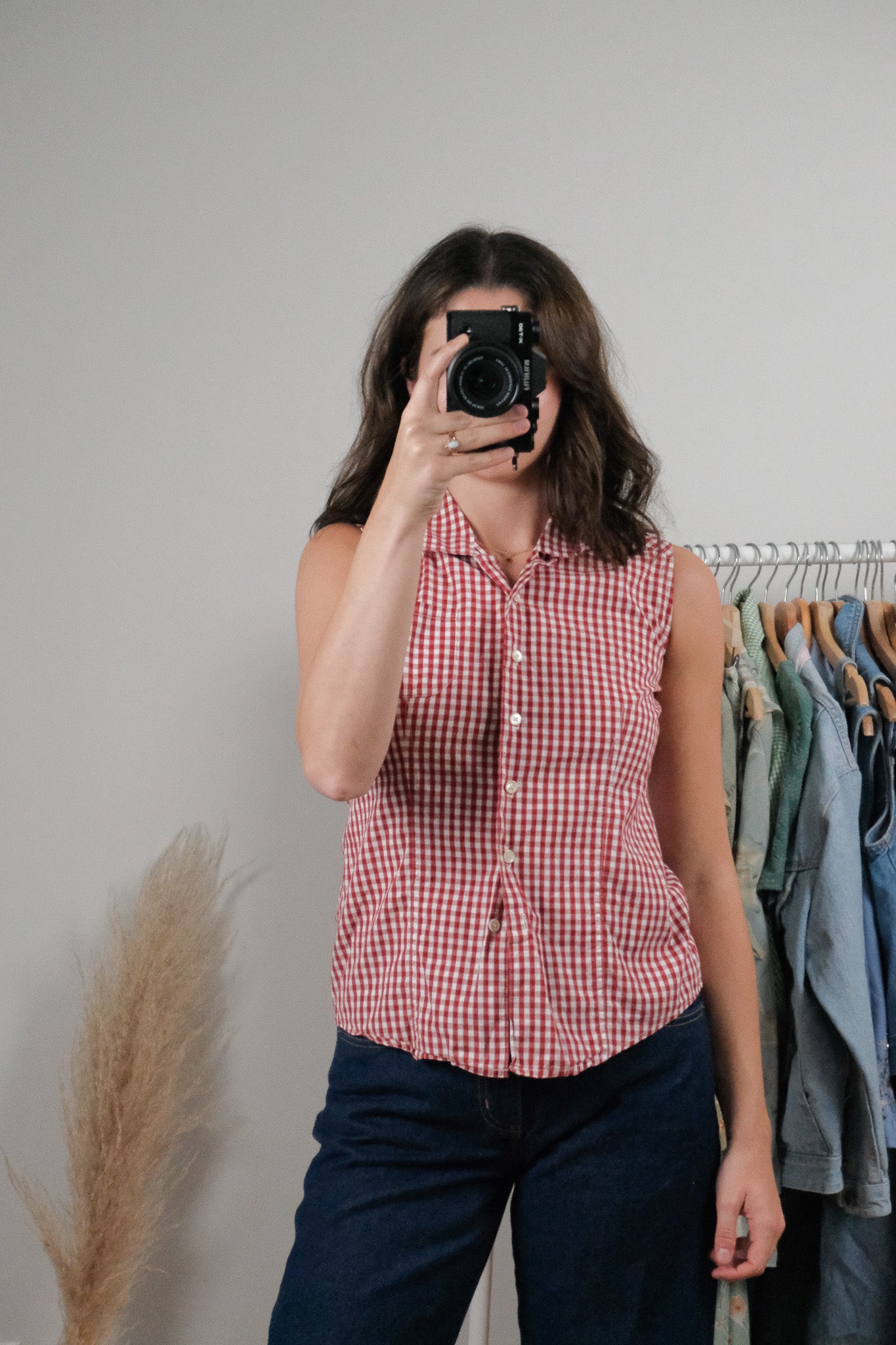 Vintage x Cotton Gingham Tank Top (XXS/XS)