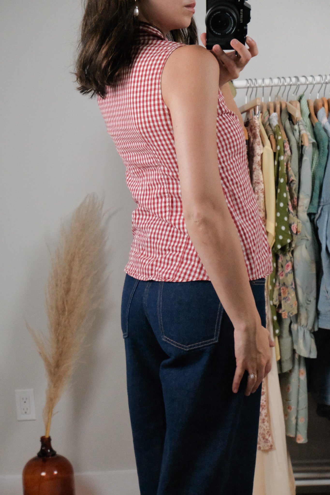 Vintage x Cotton Gingham Tank Top (XXS/XS)