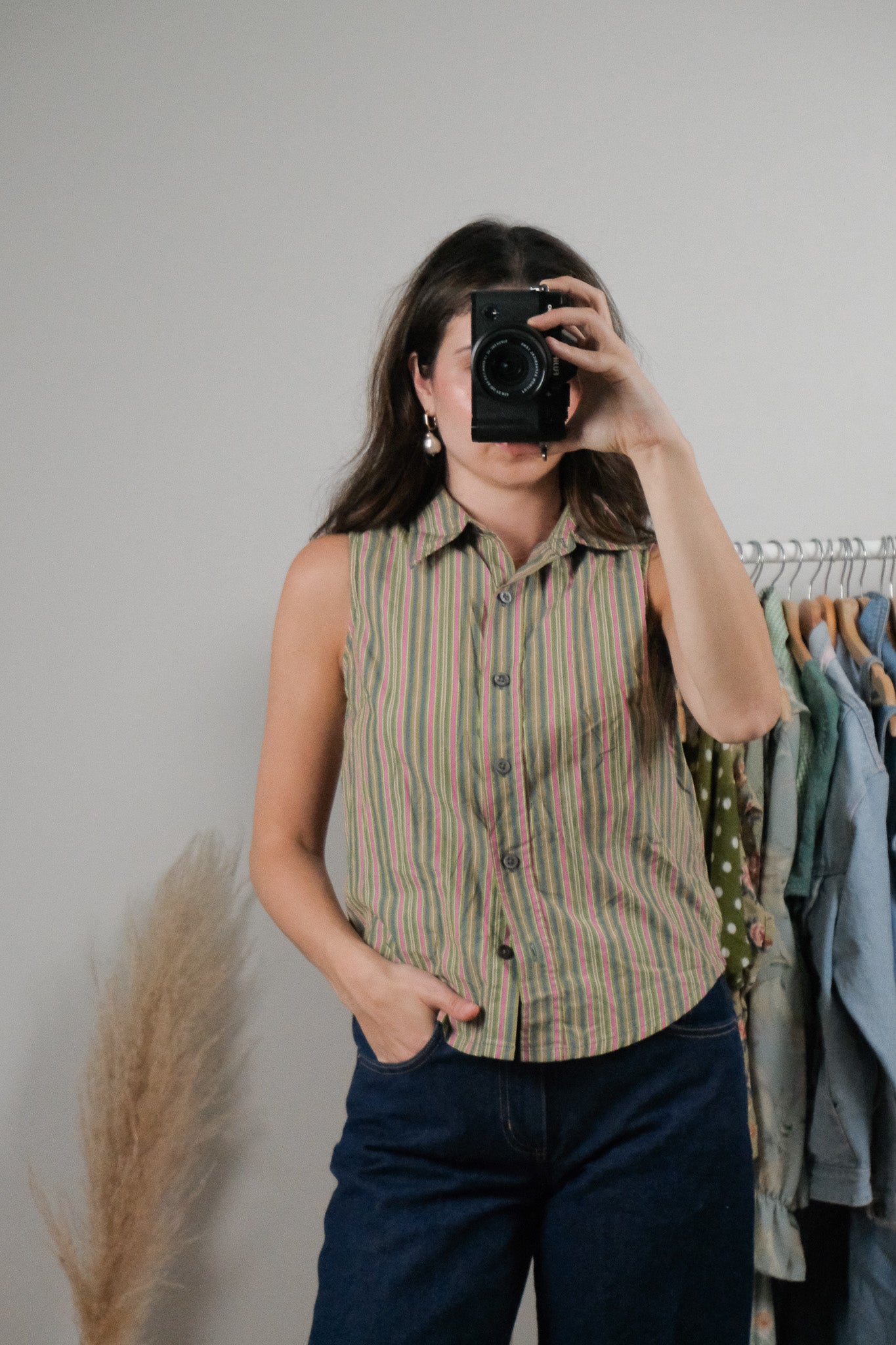 Vintage x Cotton Striped Collared Tank (XS)