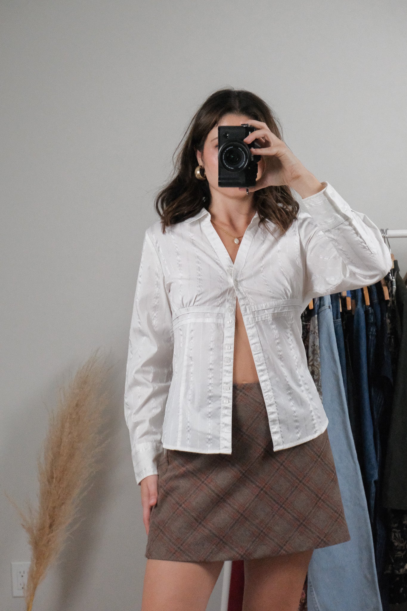 Vintage x Pinstriped Collared Blouse (M)