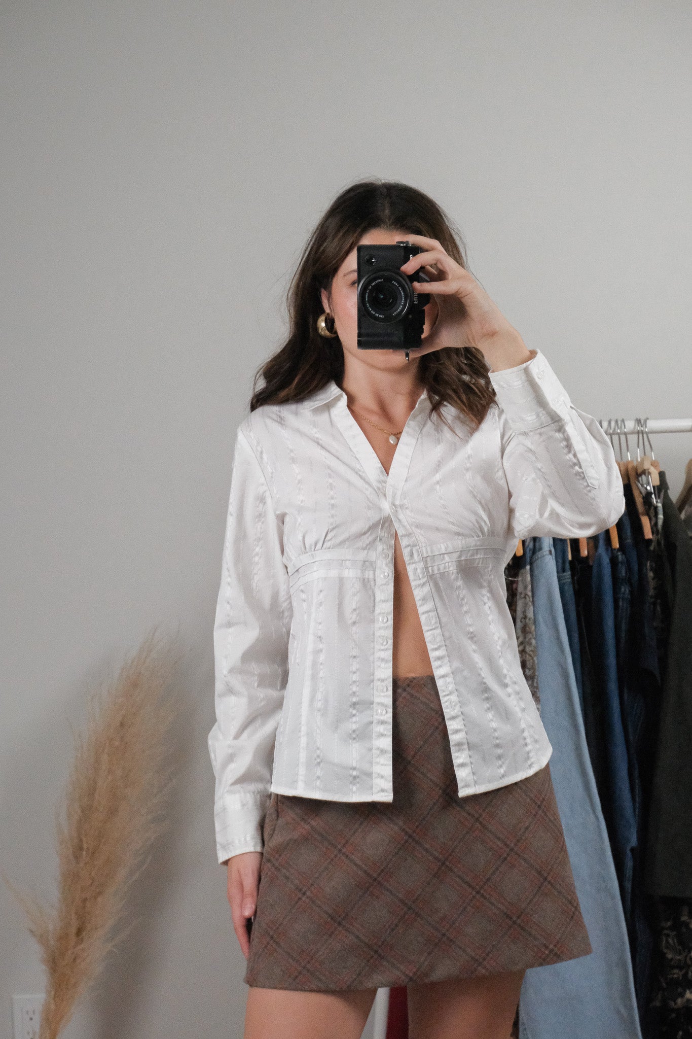 Vintage x Pinstriped Collared Blouse (M)