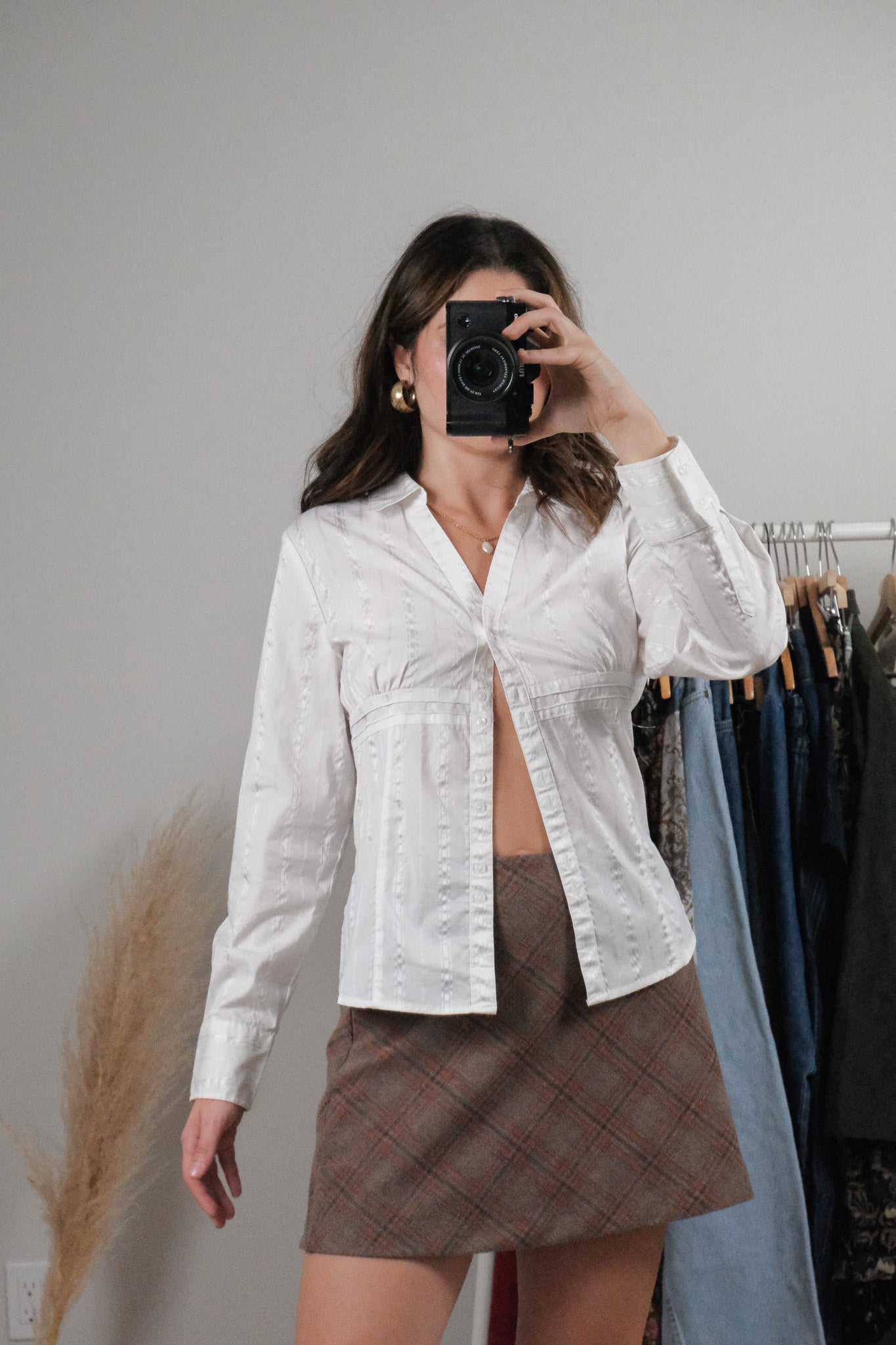 Vintage x Pinstriped Collared Blouse (M)