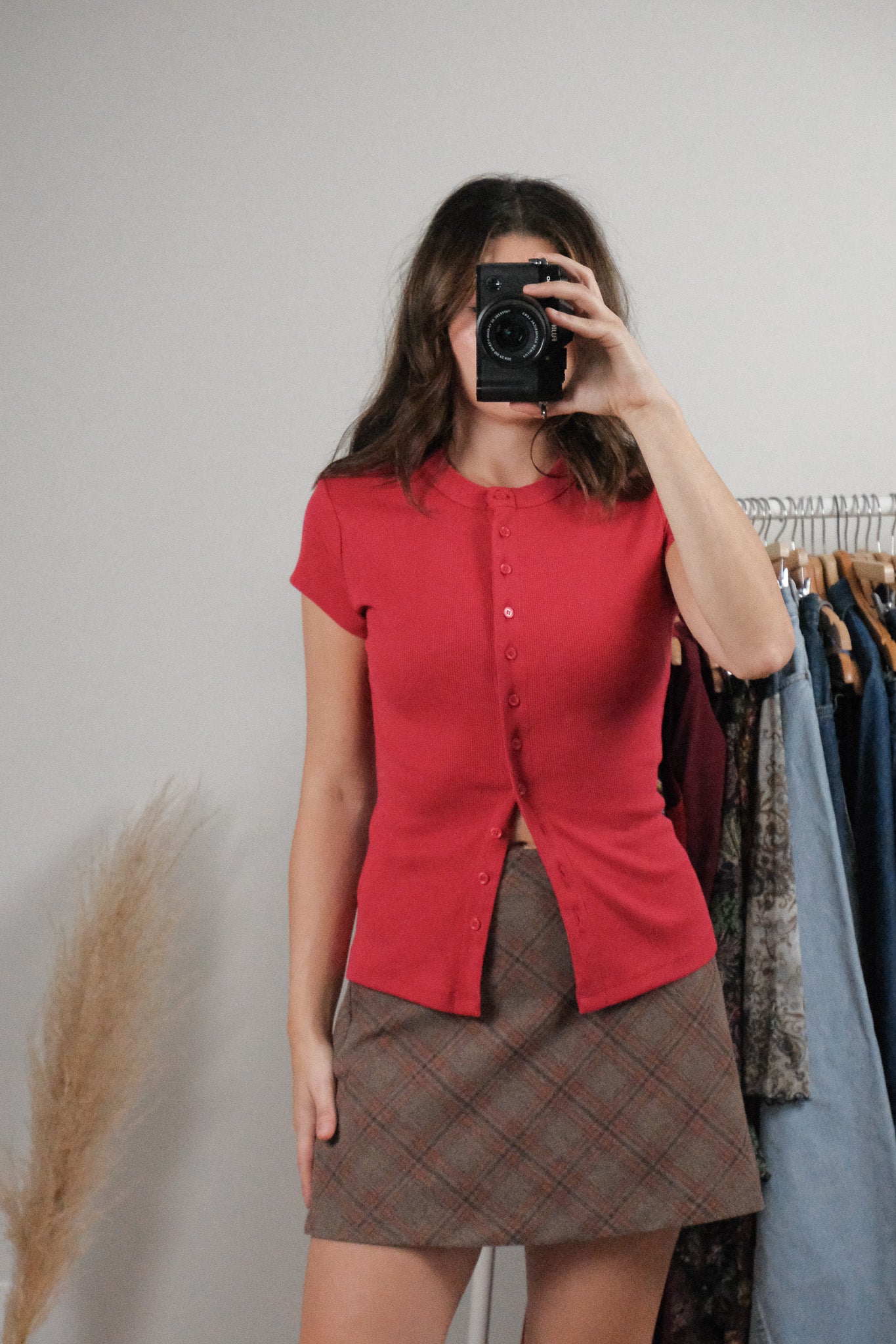 Made in USA x Reformation x Ribbed Button Top (S)