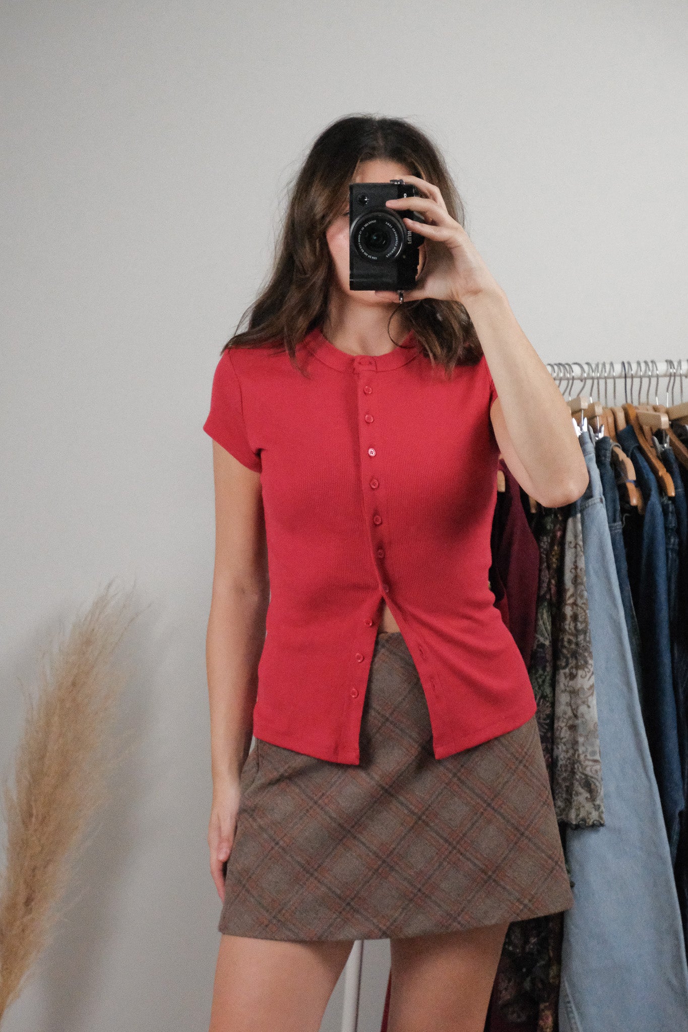 Made in USA x Reformation x Ribbed Button Top (S)