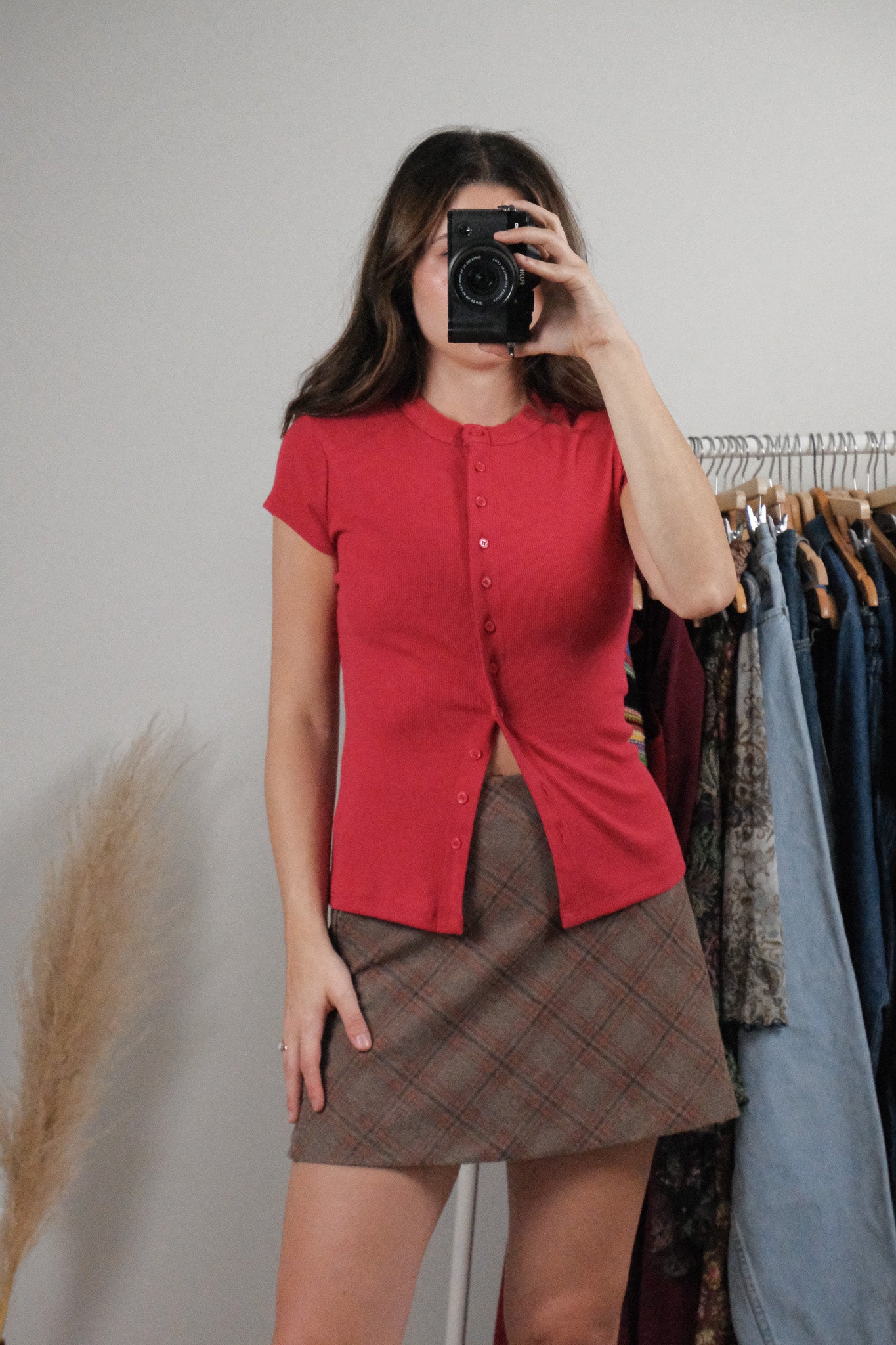 Made in USA x Reformation x Ribbed Button Top (S)