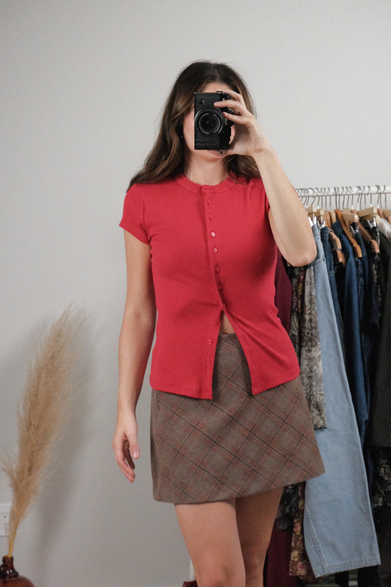 Made in USA x Reformation x Ribbed Button Top (S)