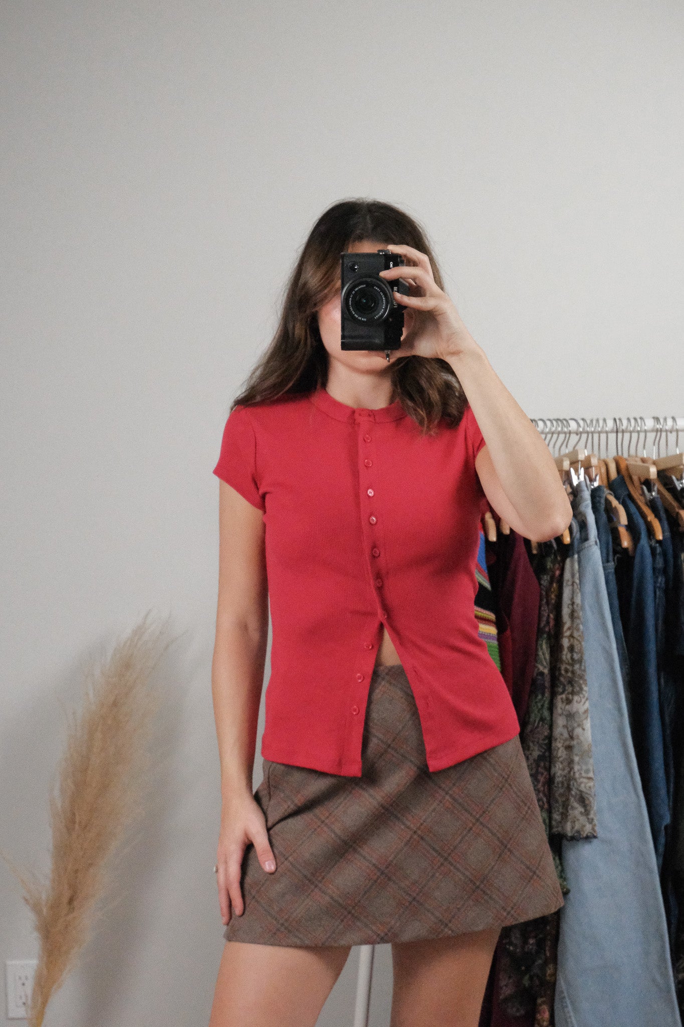 Made in USA x Reformation x Ribbed Button Top (S)