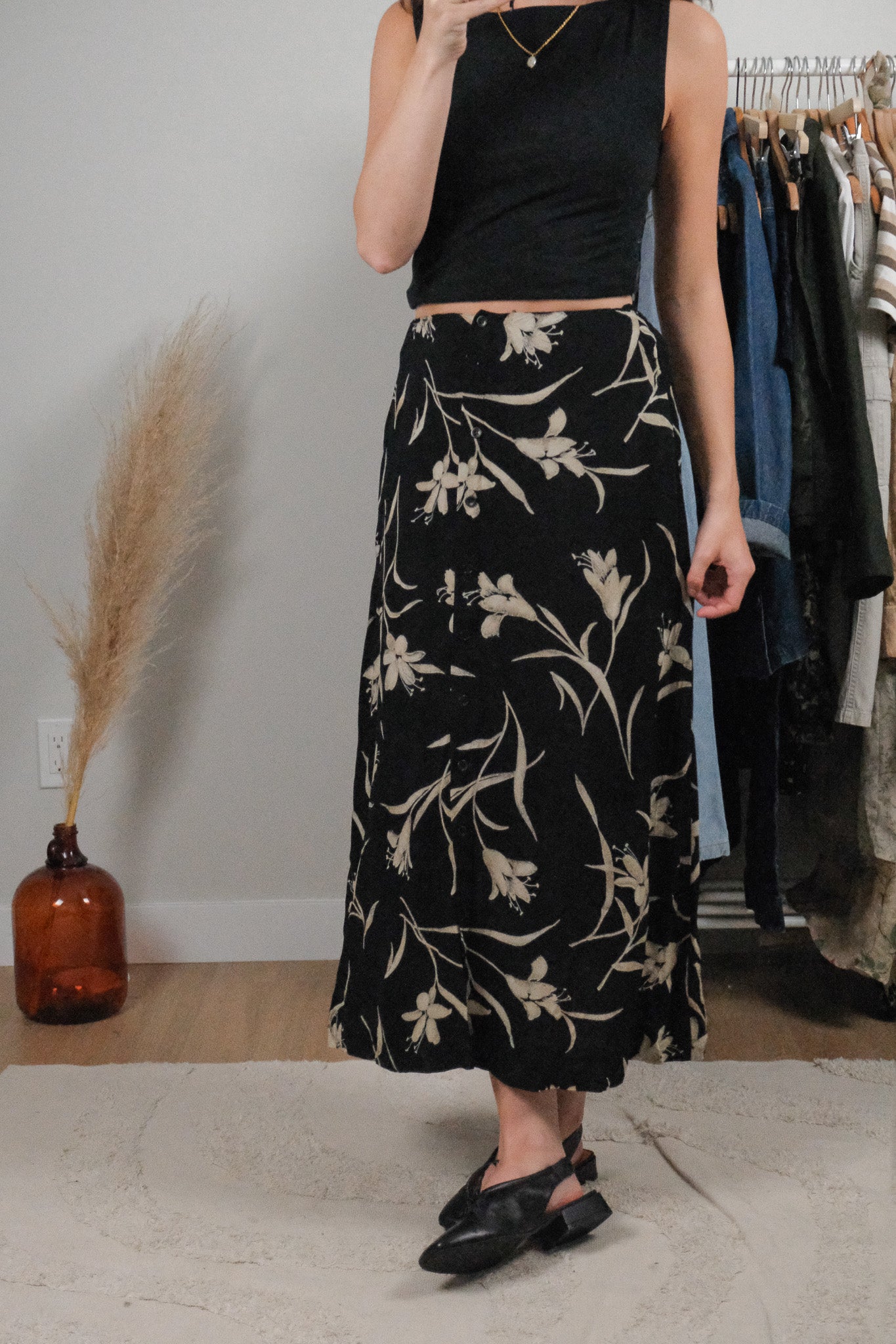 Vintage x Patterned/Flower Maxi Skirt (6)