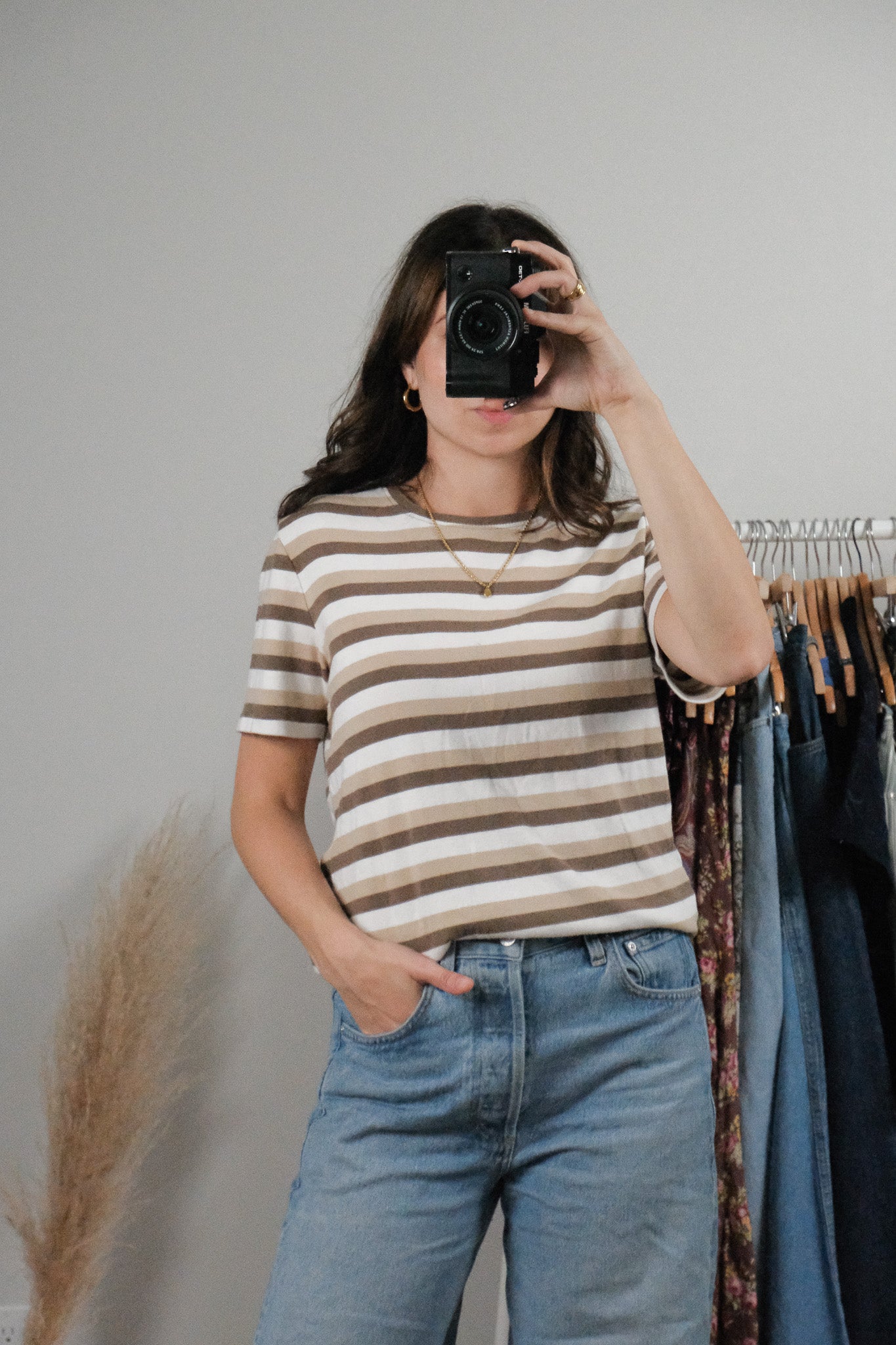 Vintage x Cotton Striped T-Shirt (L)