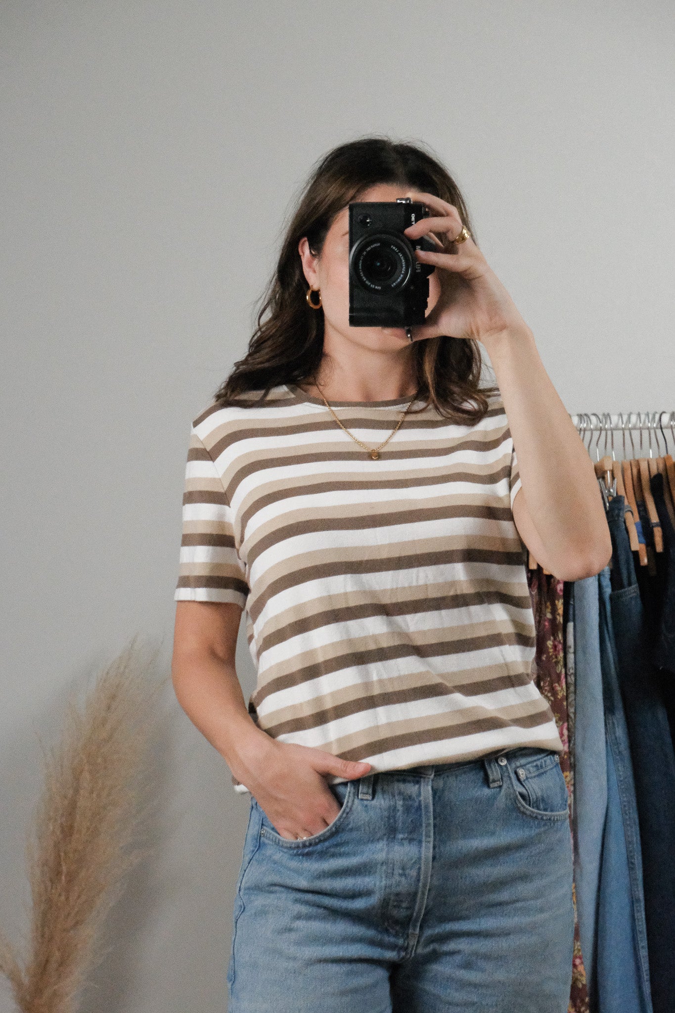 Vintage x Cotton Striped T-Shirt (L)