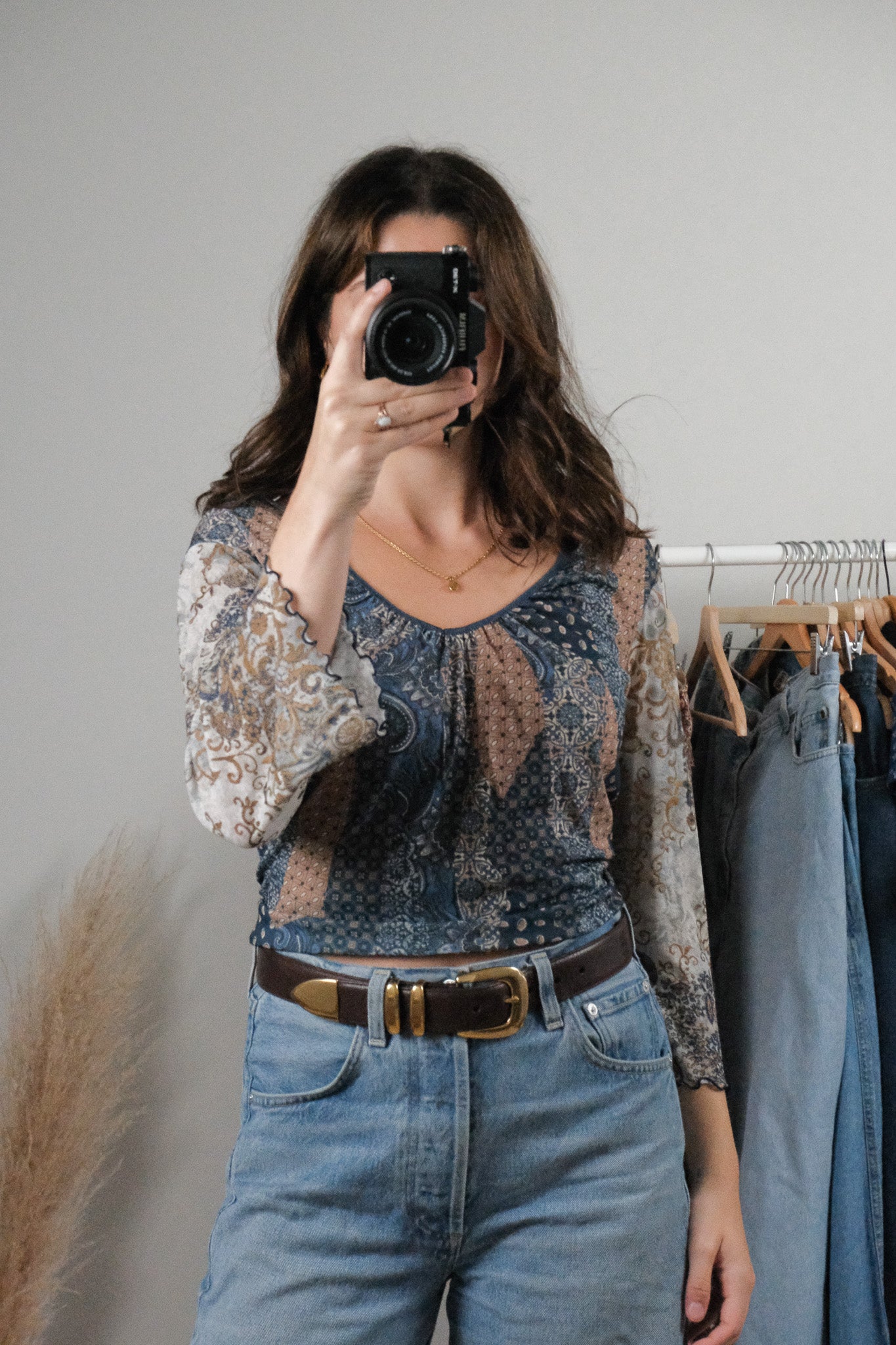 Made in Canada x Vintage x Patterned Blouse (L)