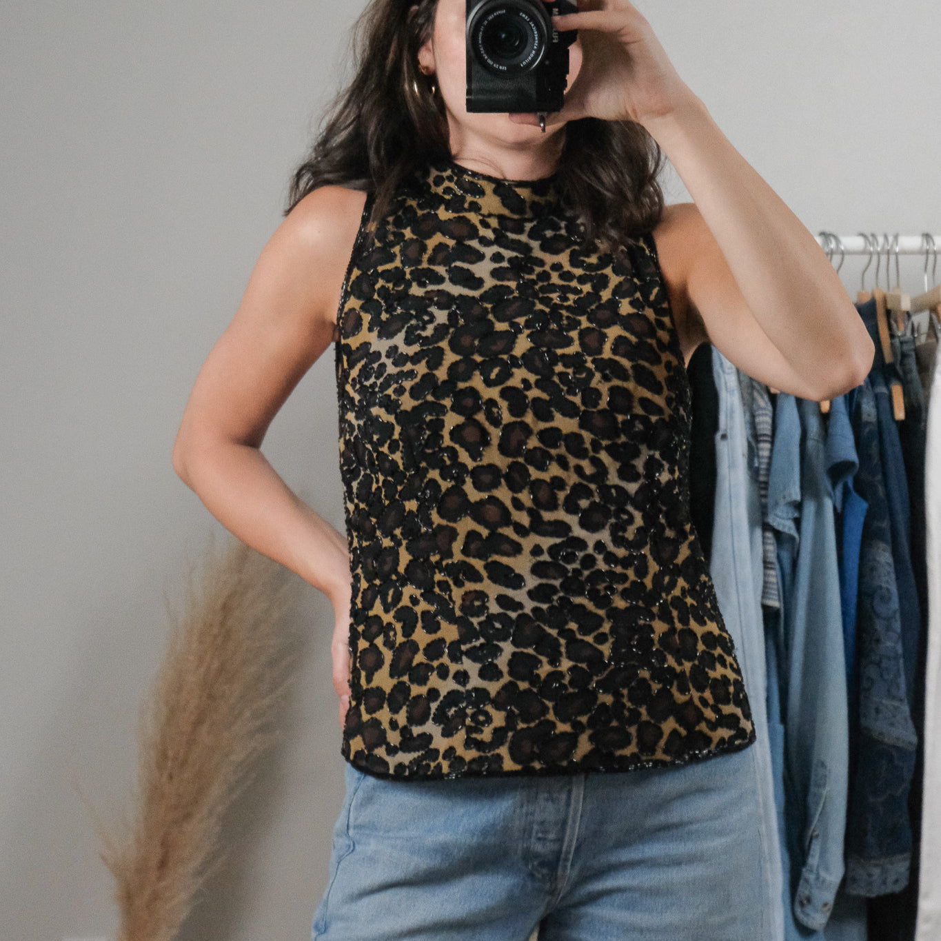Vintage x Beaded Animal Print Top (M)