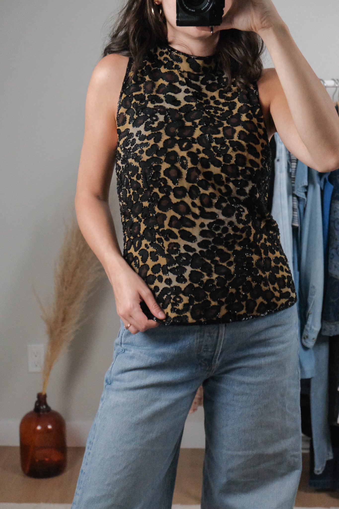 Vintage x Beaded Animal Print Top (M)