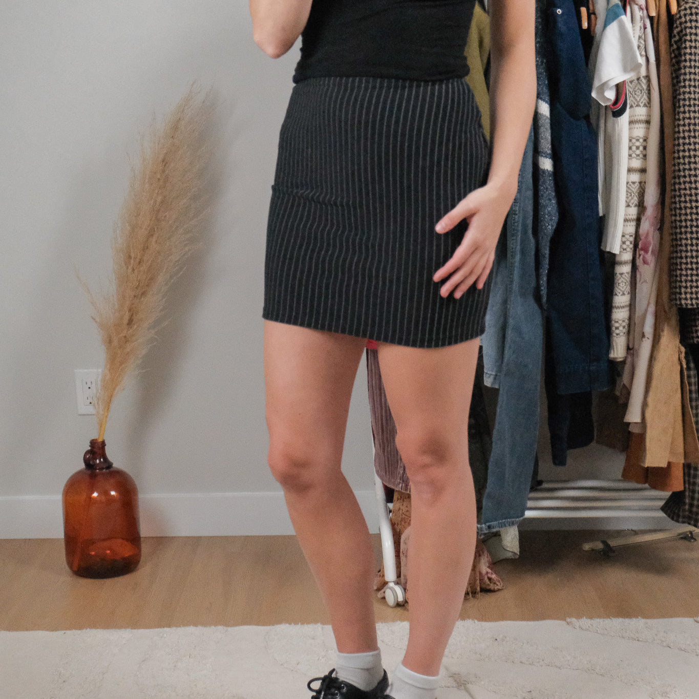 Made in Canada x Vintage x Pinstrip Mini Skirt (XS/S)