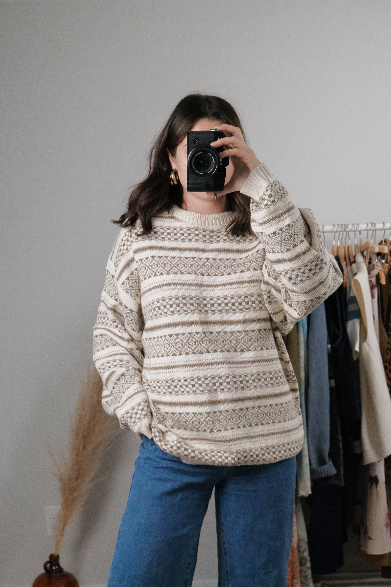 Made in USA x Vintage x Cotton Hand Framed Patterned Sweater (L-XXL)