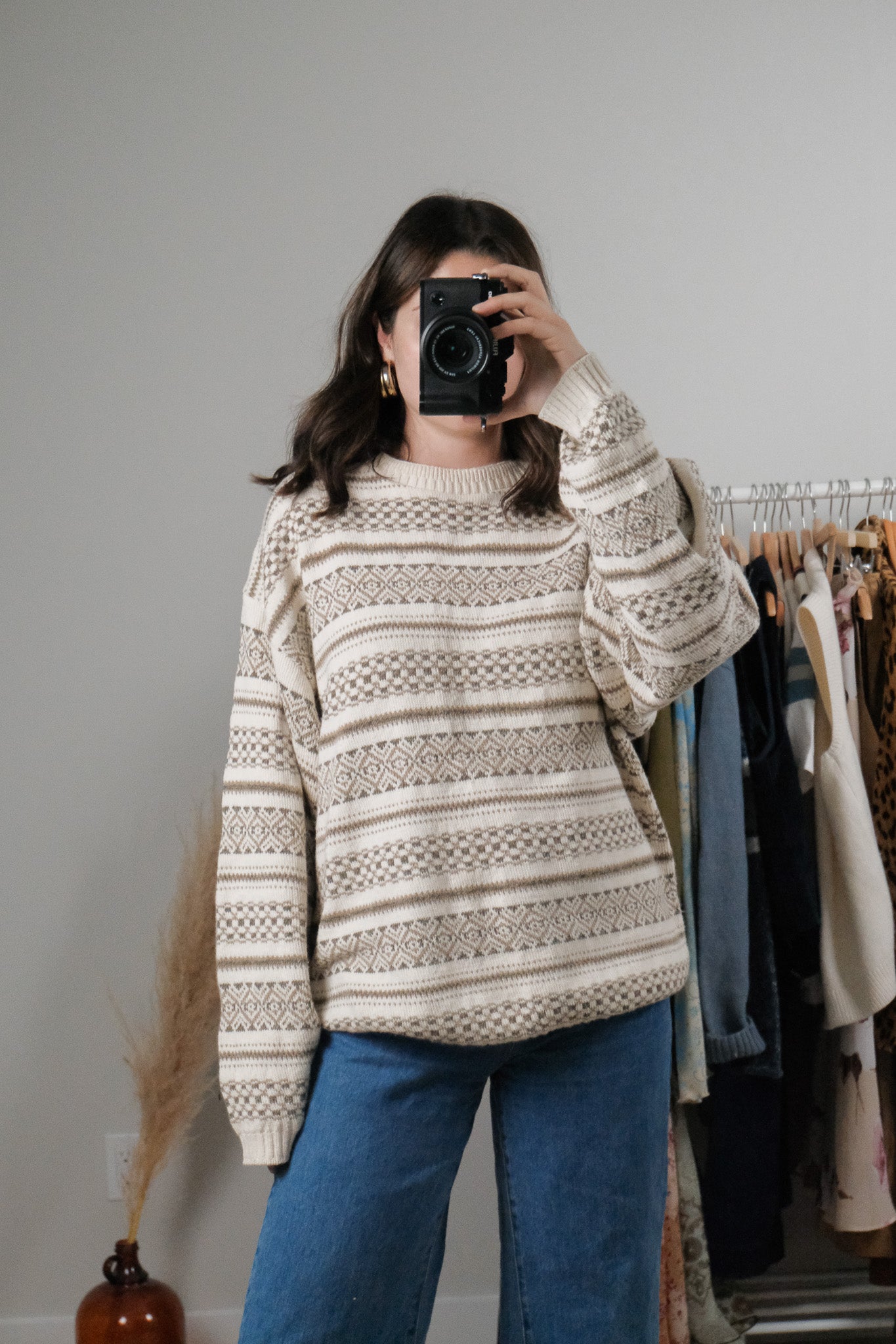 Made in USA x Vintage x Cotton Hand Framed Patterned Sweater (L-XXL)