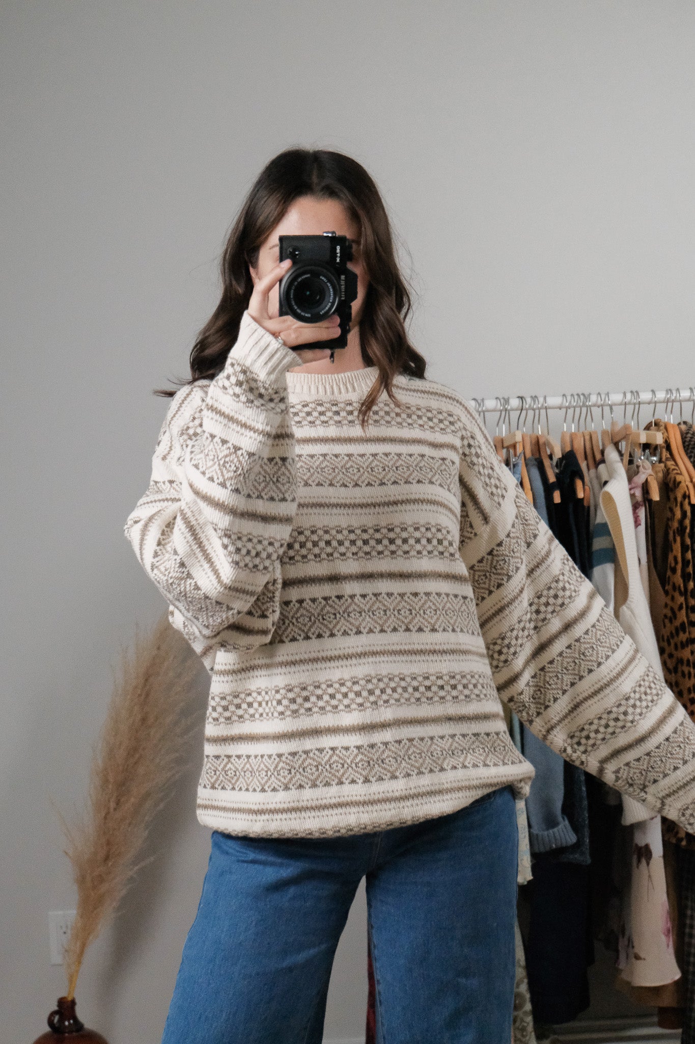 Made in USA x Vintage x Cotton Hand Framed Patterned Sweater (L-XXL)