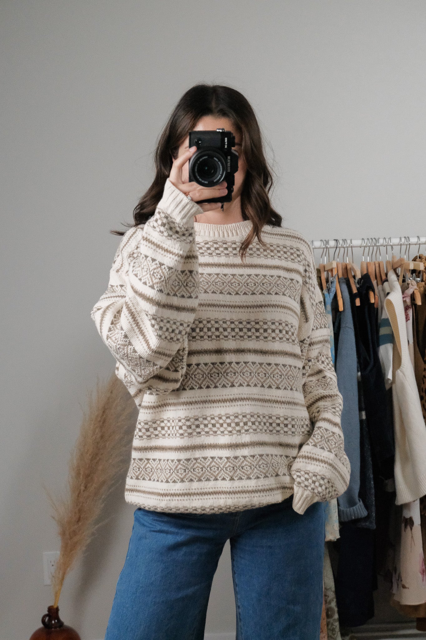 Made in USA x Vintage x Cotton Hand Framed Patterned Sweater (L-XXL)