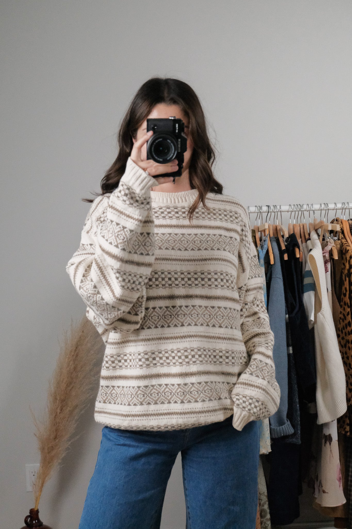 Made in USA x Vintage x Cotton Hand Framed Patterned Sweater (L-XXL)