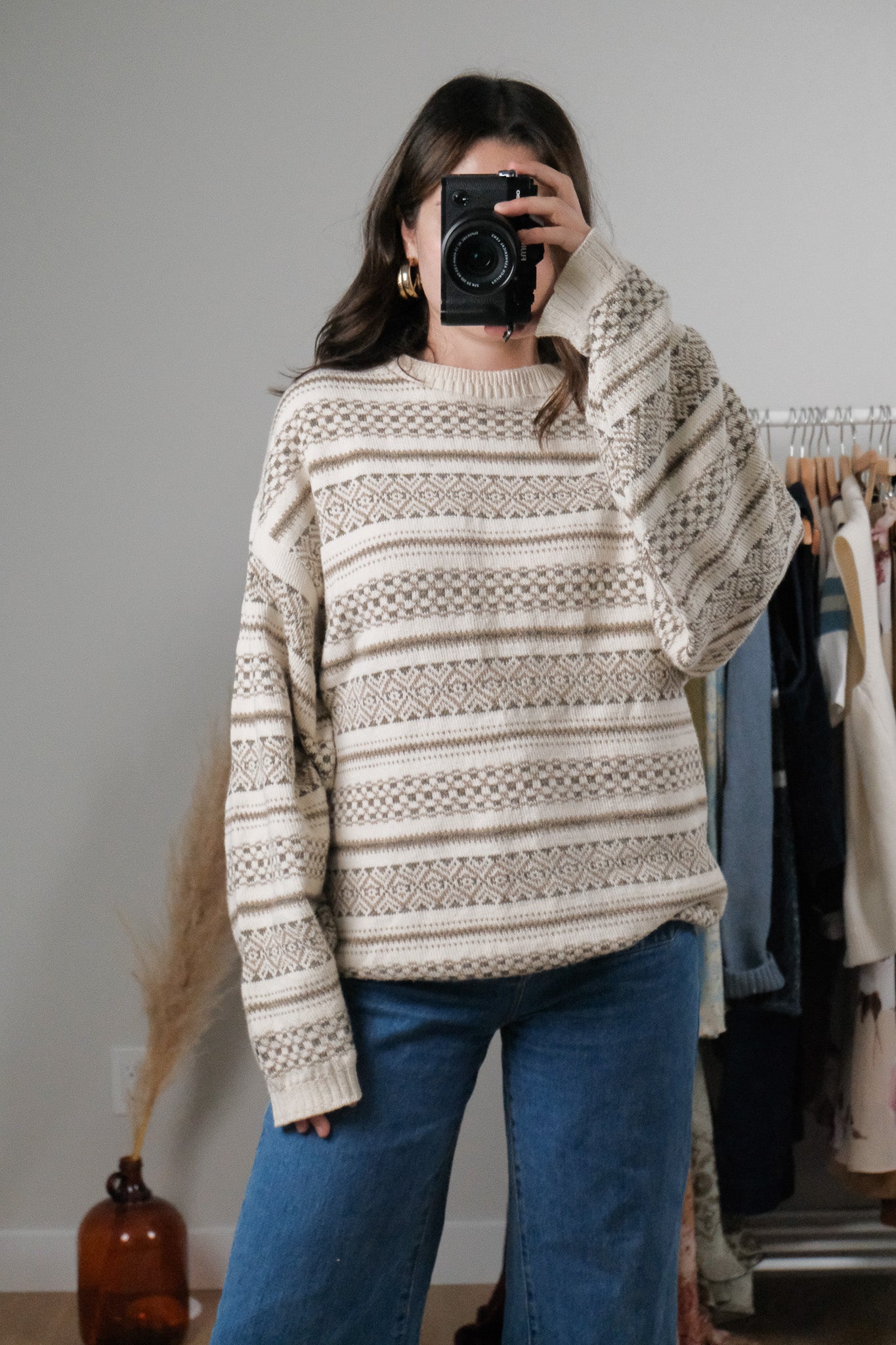 Made in USA x Vintage x Cotton Hand Framed Patterned Sweater (L-XXL)