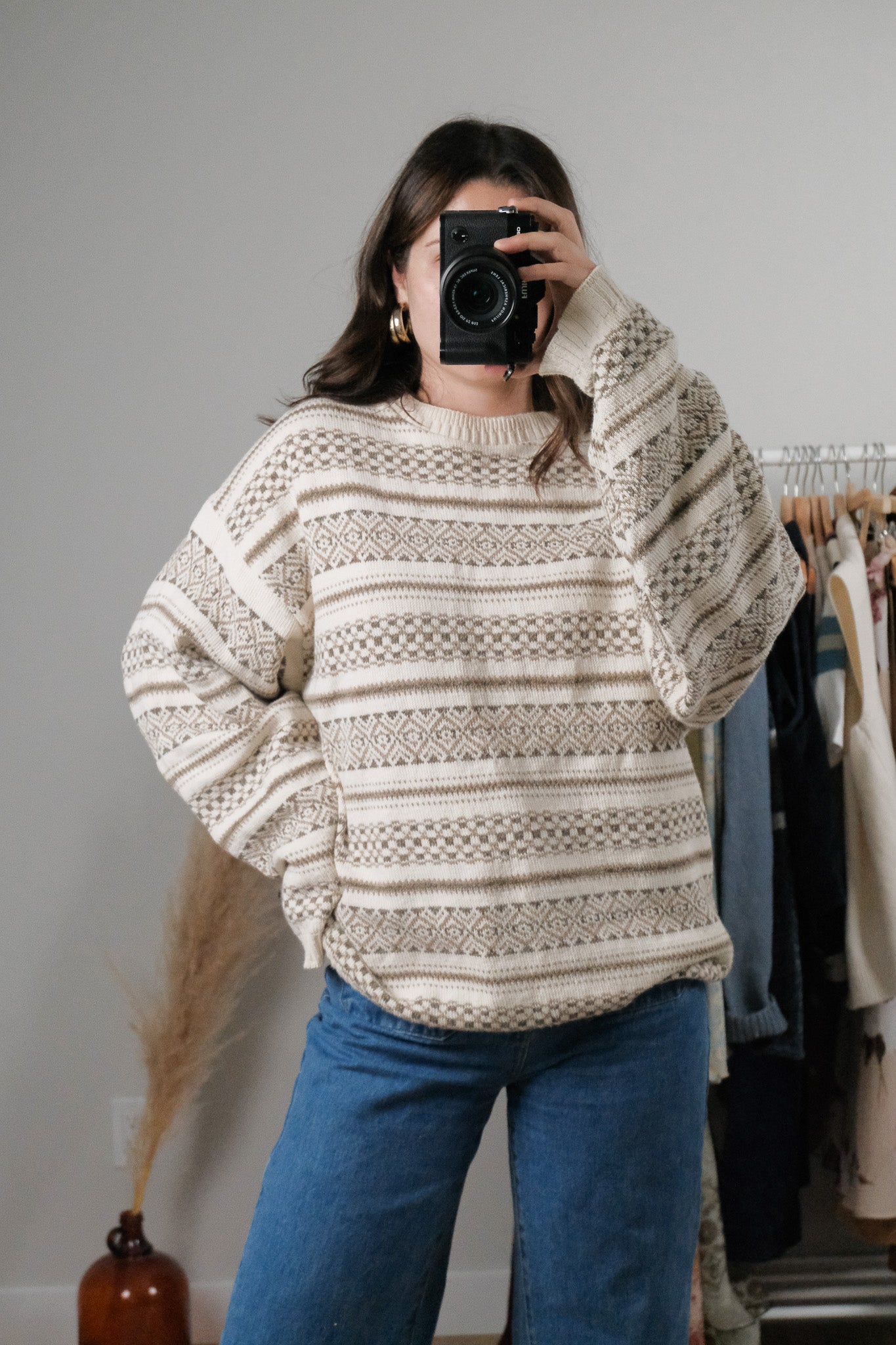 Made in USA x Vintage x Cotton Hand Framed Patterned Sweater (L-XXL)