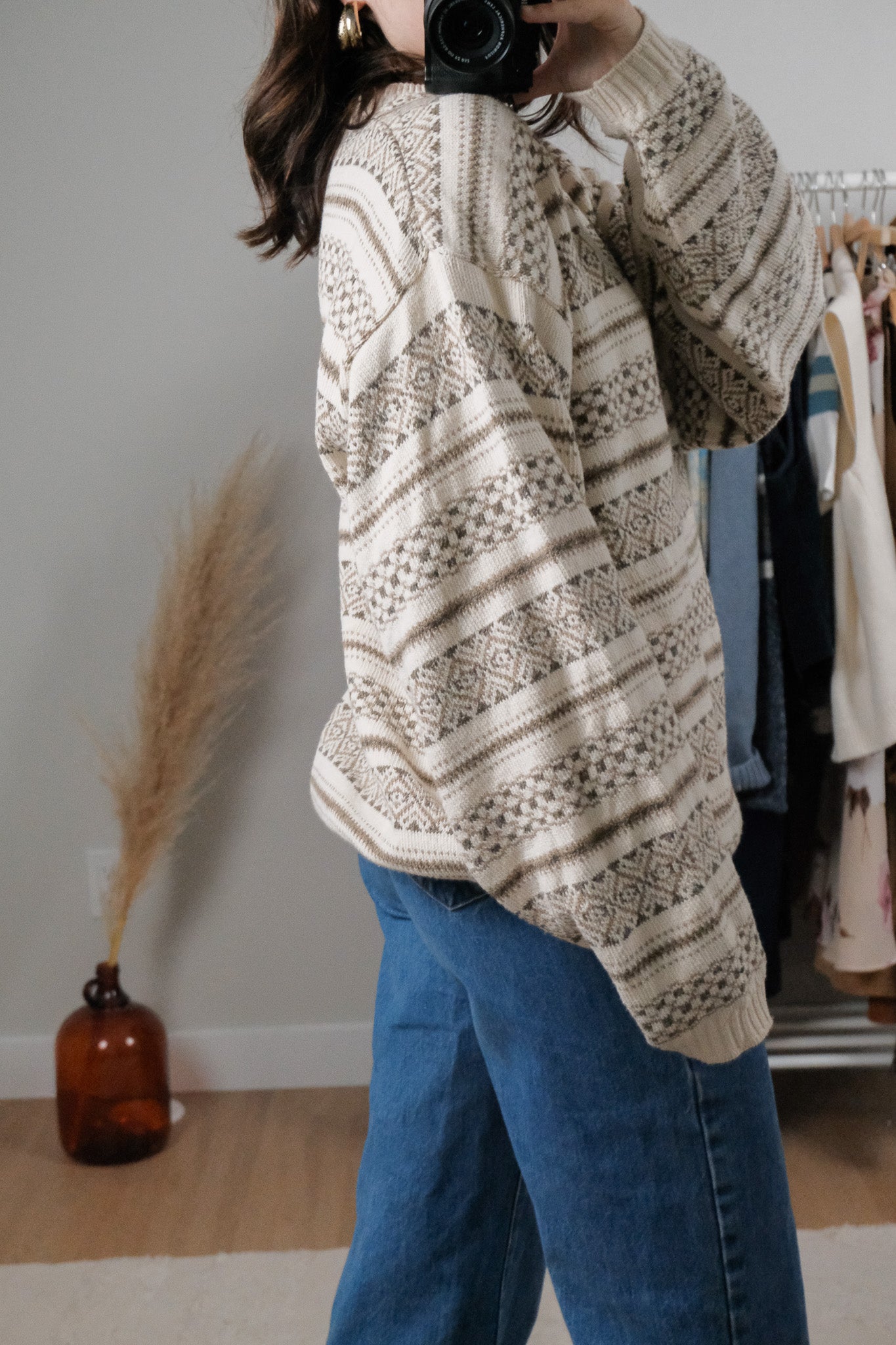 Made in USA x Vintage x Cotton Hand Framed Patterned Sweater (L-XXL)