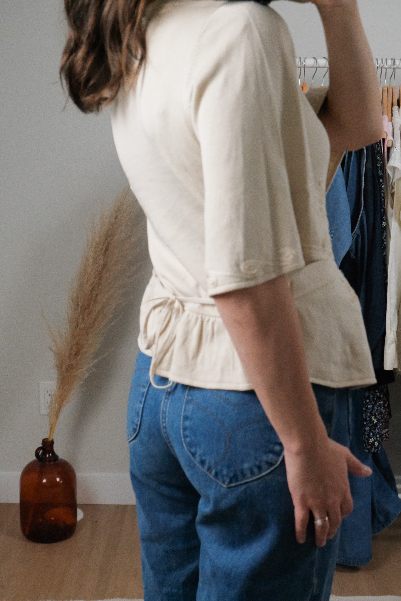 Vintage x Silk Blend Embroidered Blouse (S/M)