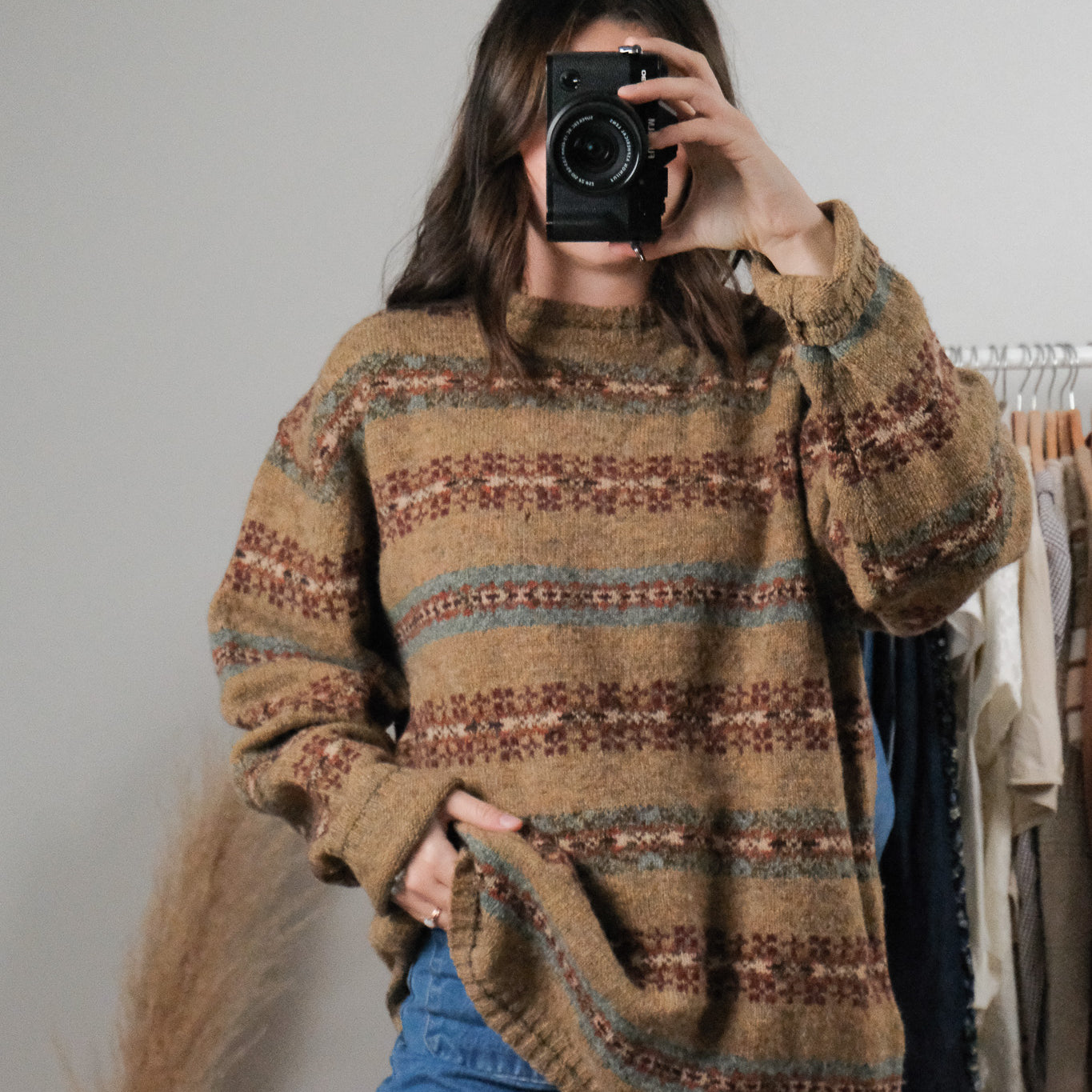 Vintage x Shetland Wool Patterned Knit (L)